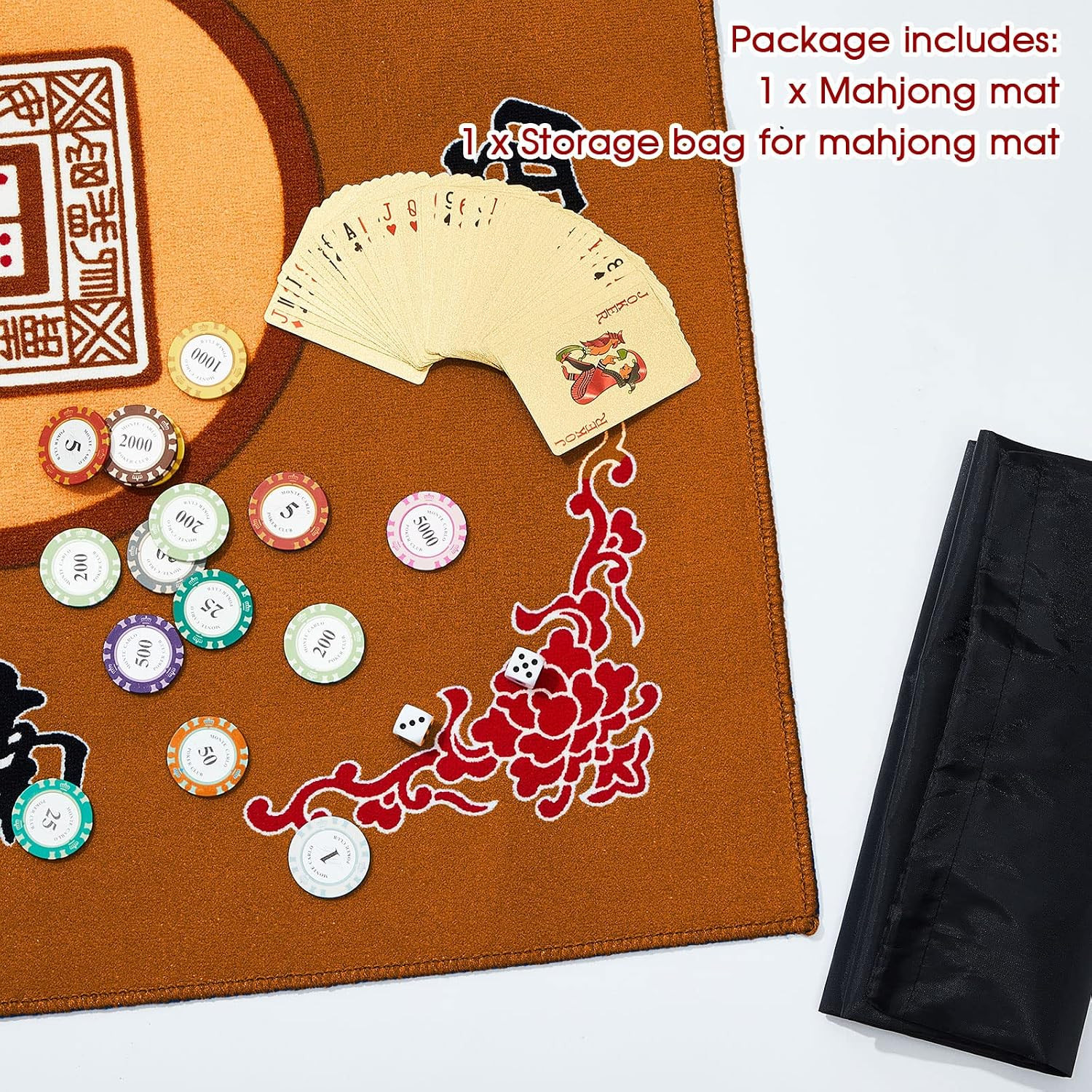 Anti Slip Noise Reduction Mahjong Table Mat with Carrying Bag 31.5 Inches