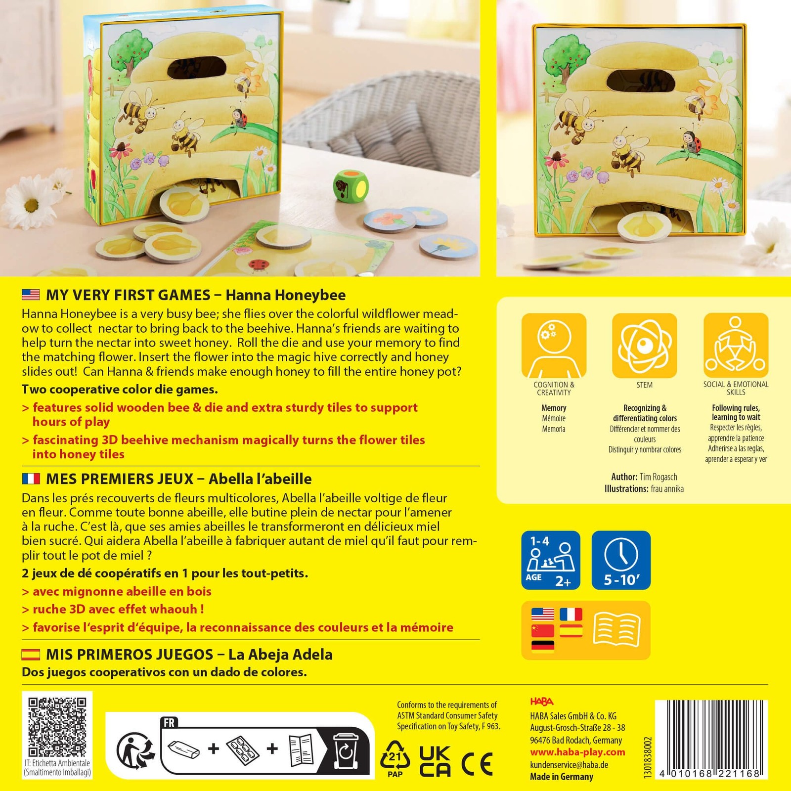 My Very First Games Hanna Honeybee – 2 Cooperative Color Die Games Ages 2+ (M…