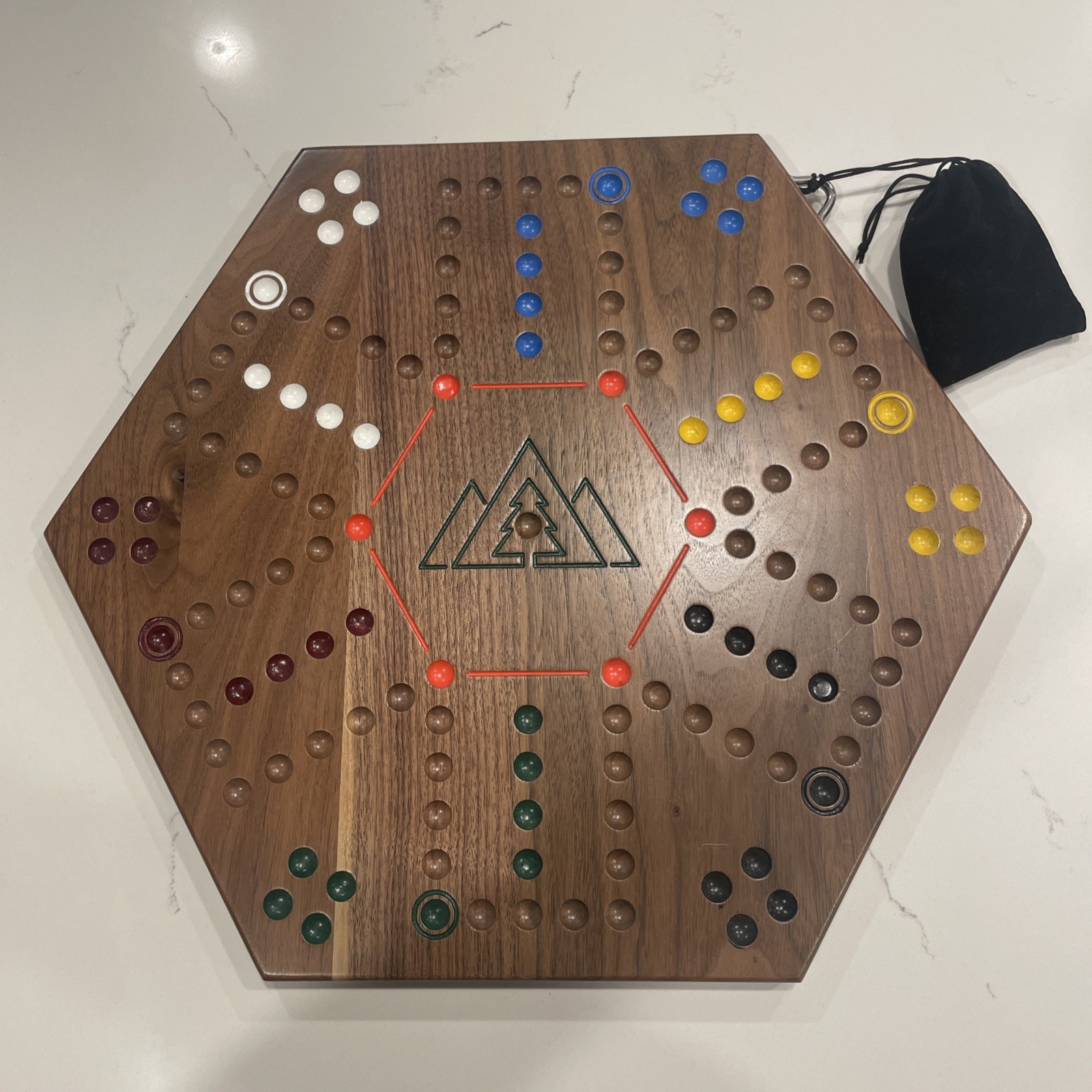 Carbles Board Game. Hand Made. Oak 4-6 Players