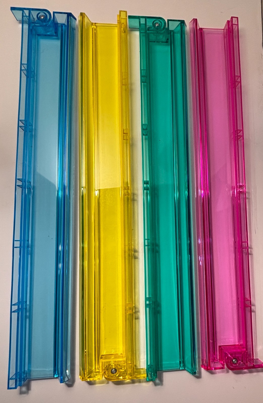 Acrylic Mahjong Racks with Pushers American 4 Colors Pink Green Yellow Blue New