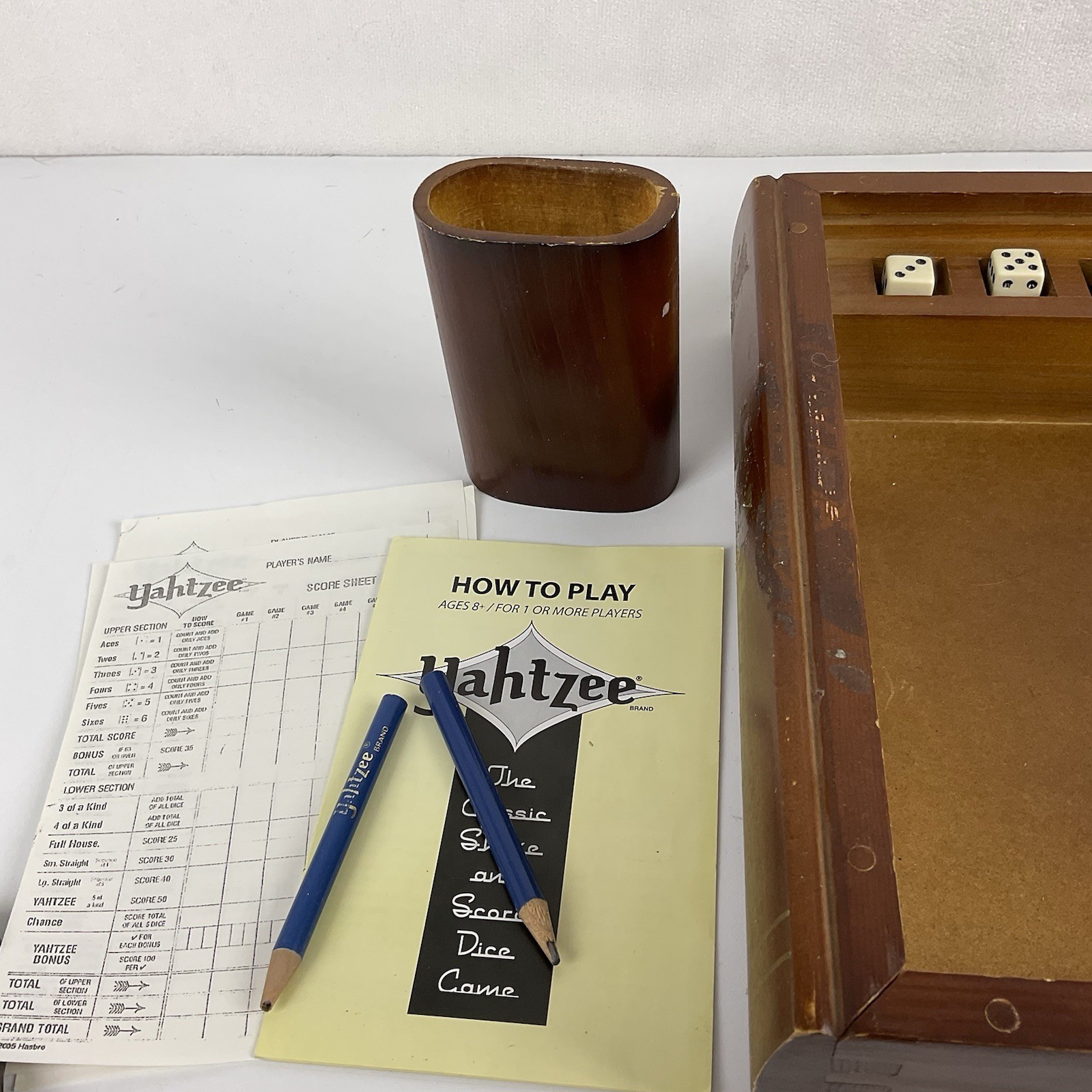 Yahtzee Vintage Game Collection Wooden Bookshelf Edition Retro Wood Box
