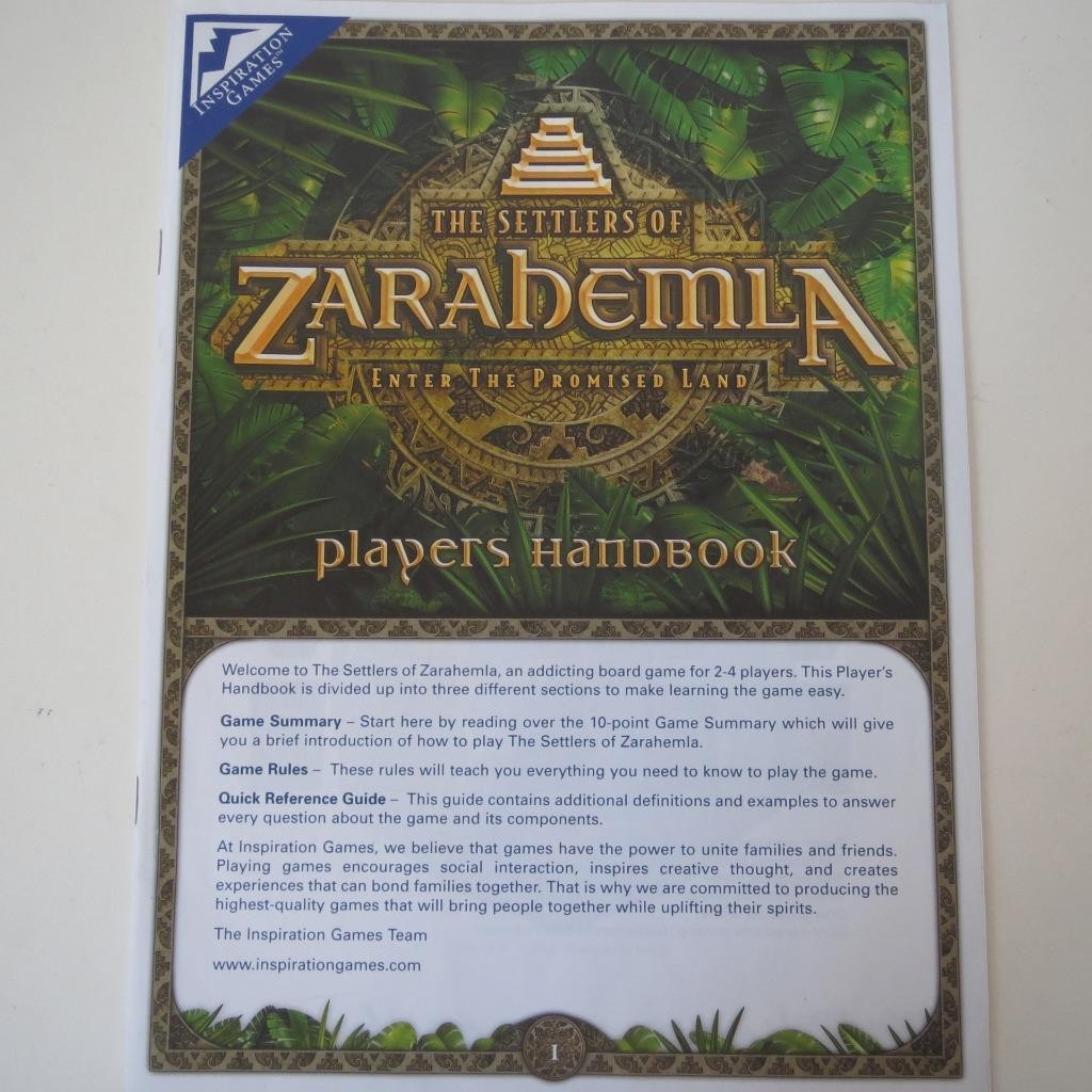 Settlers of Zarahemla Board Game Instruction Manual Book Replacement Parts
