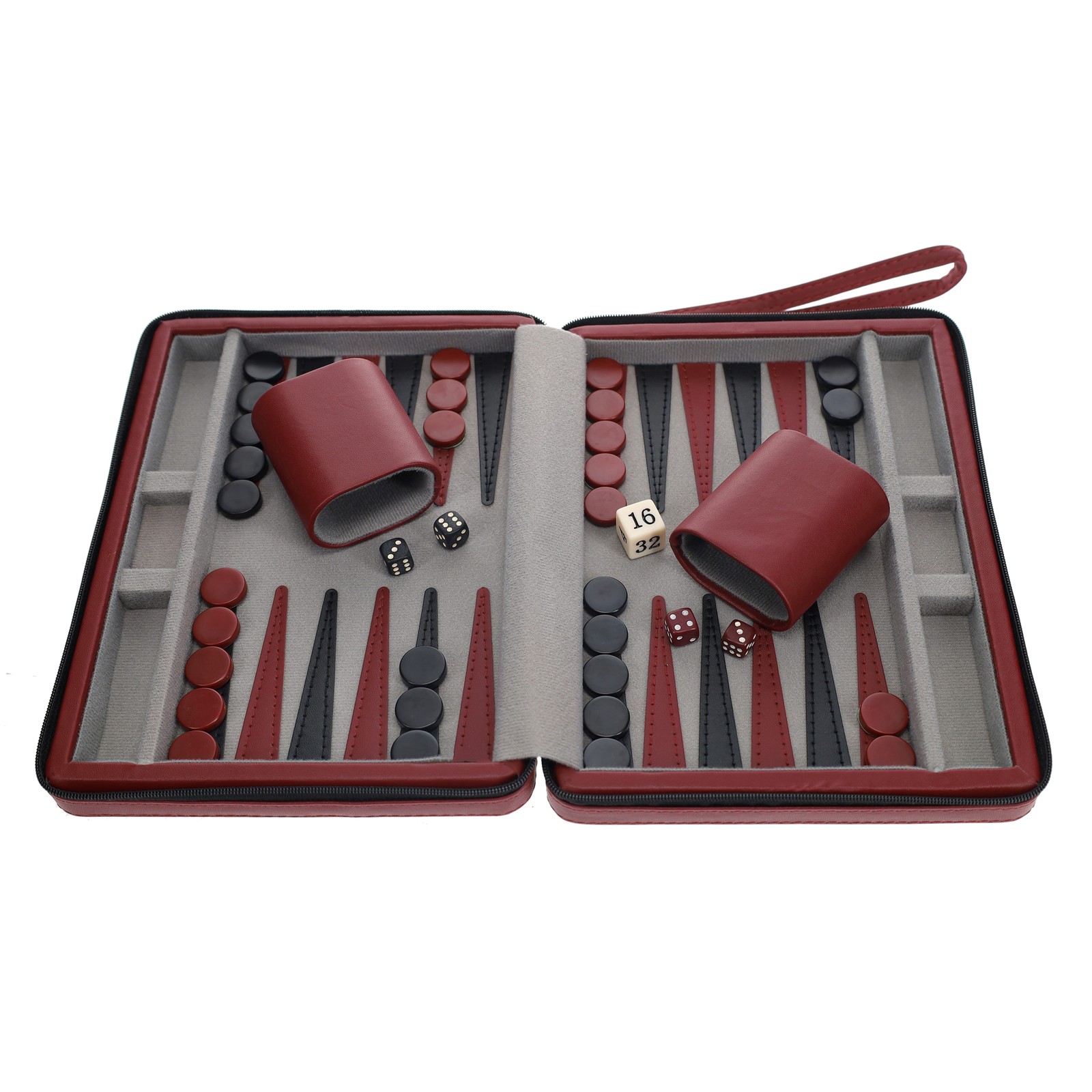 WE Games Magnetic Backgammon Set, Leatherette Case, Carrying Strap – Travel Size