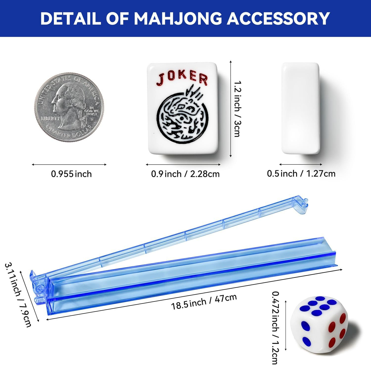 American Mahjong Tile Set, American Mahjong Set Complete with Bag, 166 White Til