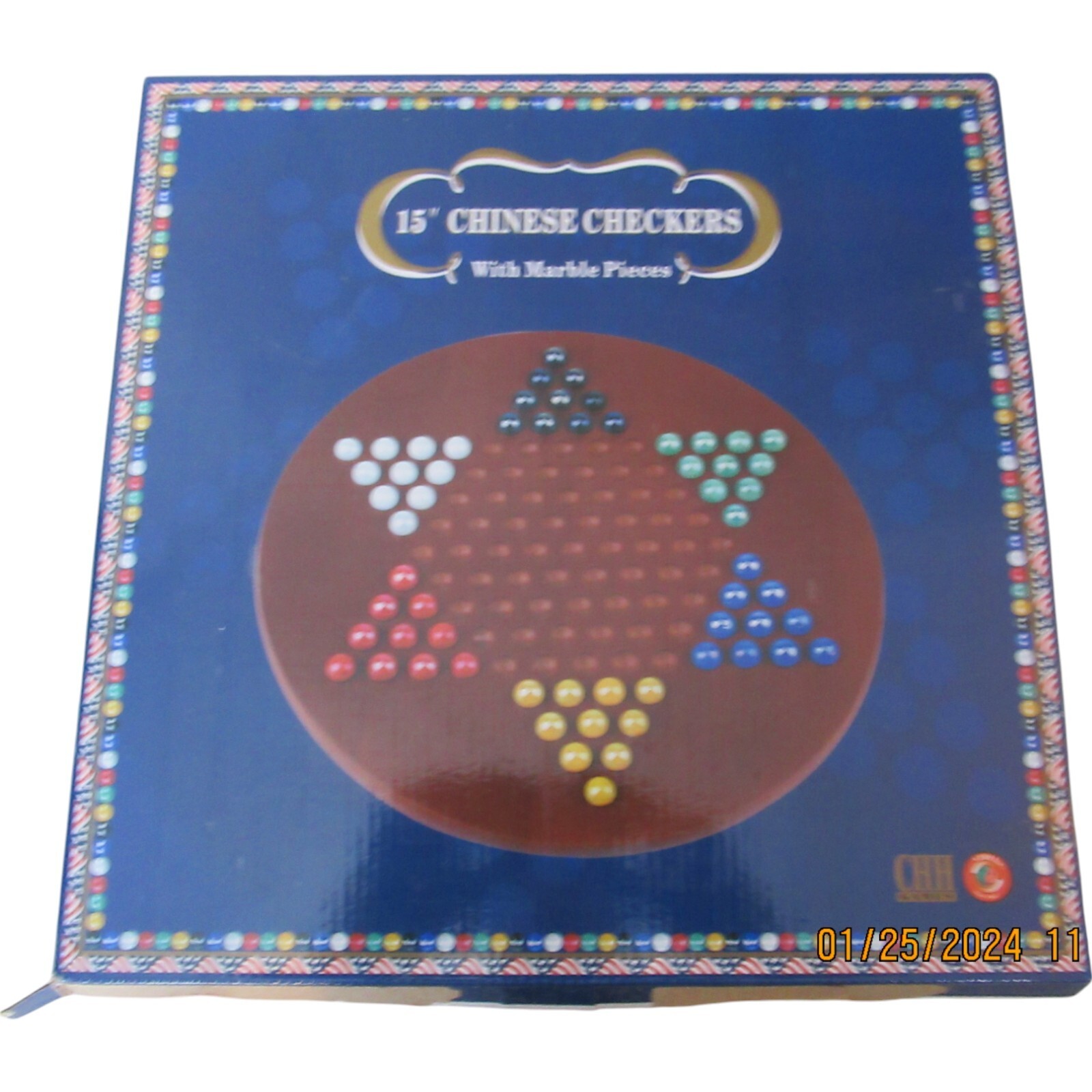 CHH 19″ 15th Jumbo Chinese Checkers with Marble Pieces Game NEW DMG PKG