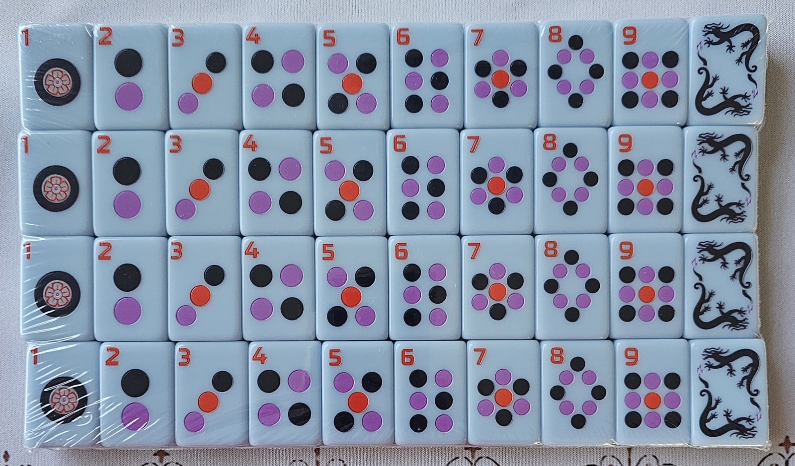 Brand New Blue Double Sided Engraved Mahjong Tiles Set 160