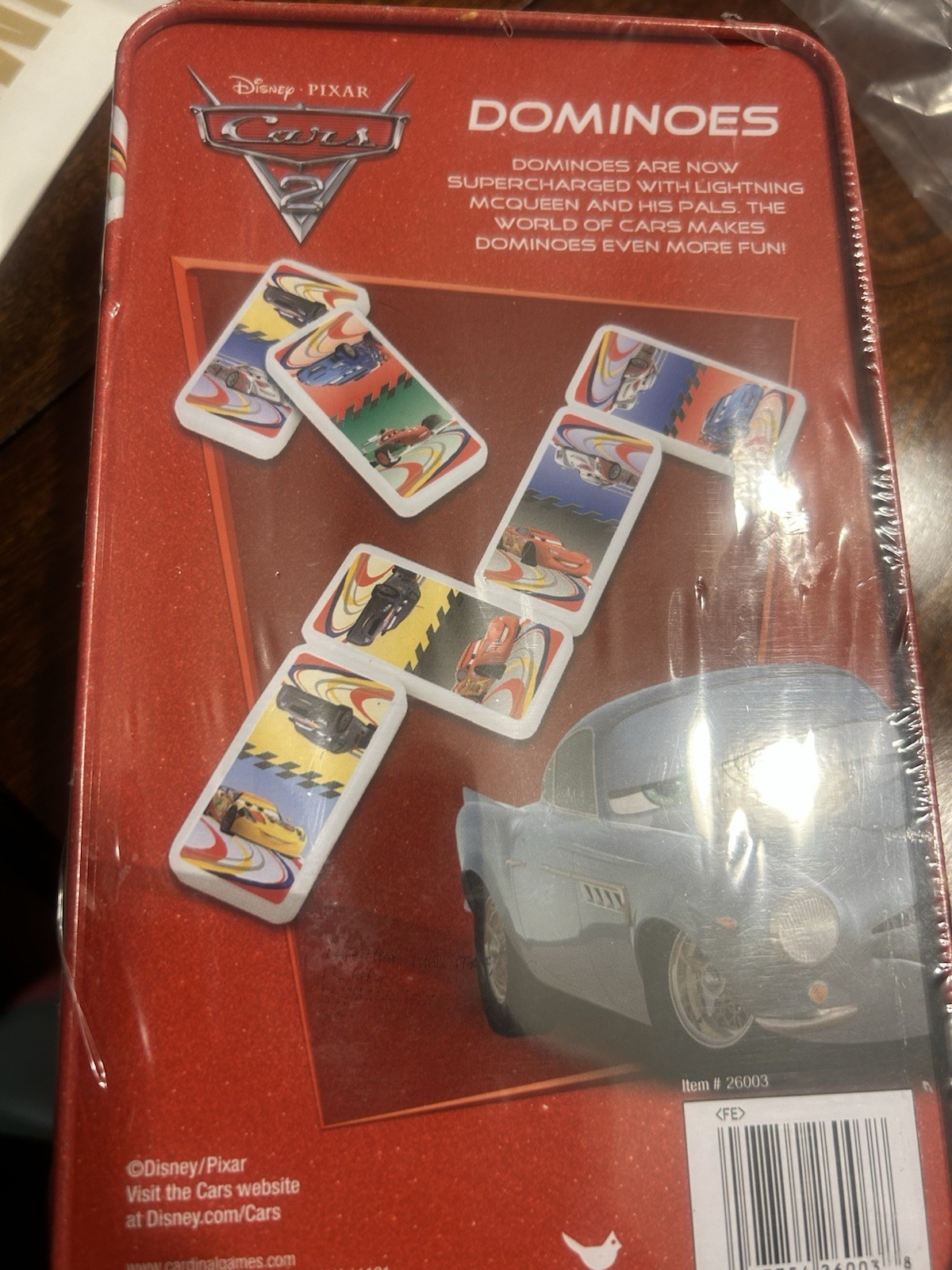 Cardinal Disney Pixar Cars 2 Dominoes Tin Set 28 Plastic Pieces Ages 3+