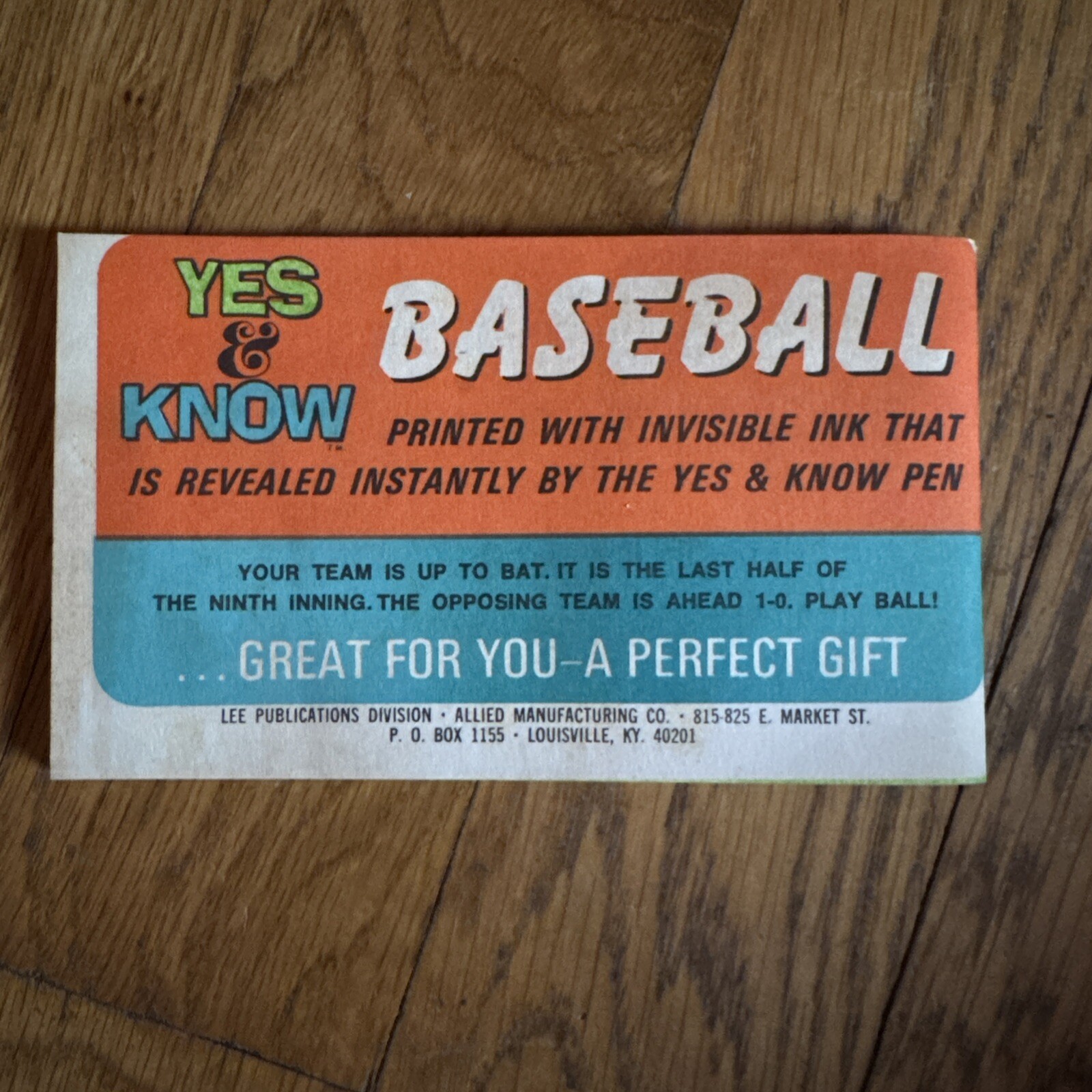 Vintage Used Yes & Know Invisible Ink Game Book Baseball