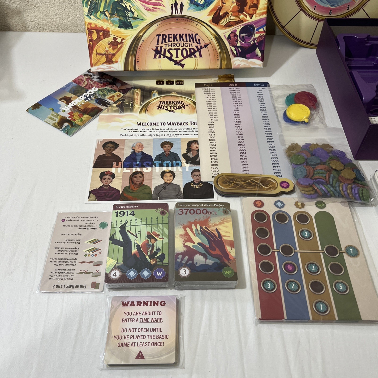 TREKKING THROUGH HISTORY + TIME WARPS Expansion Board Game 100% COMPLETE 2022