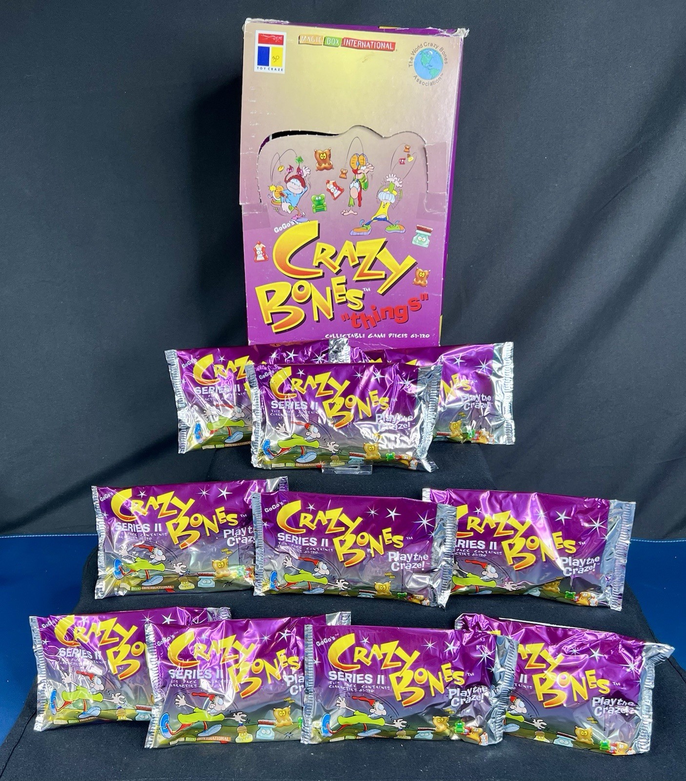 10 Sealed Packs GoGo’s Crazy Bones Things & Empty Display Box