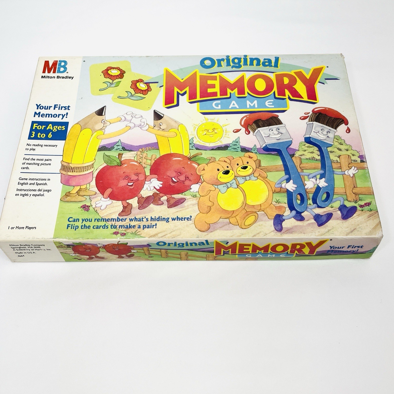 Milton Bradley Original Memory Game Kids Complete 35 Matching Pairs Vintage 1990