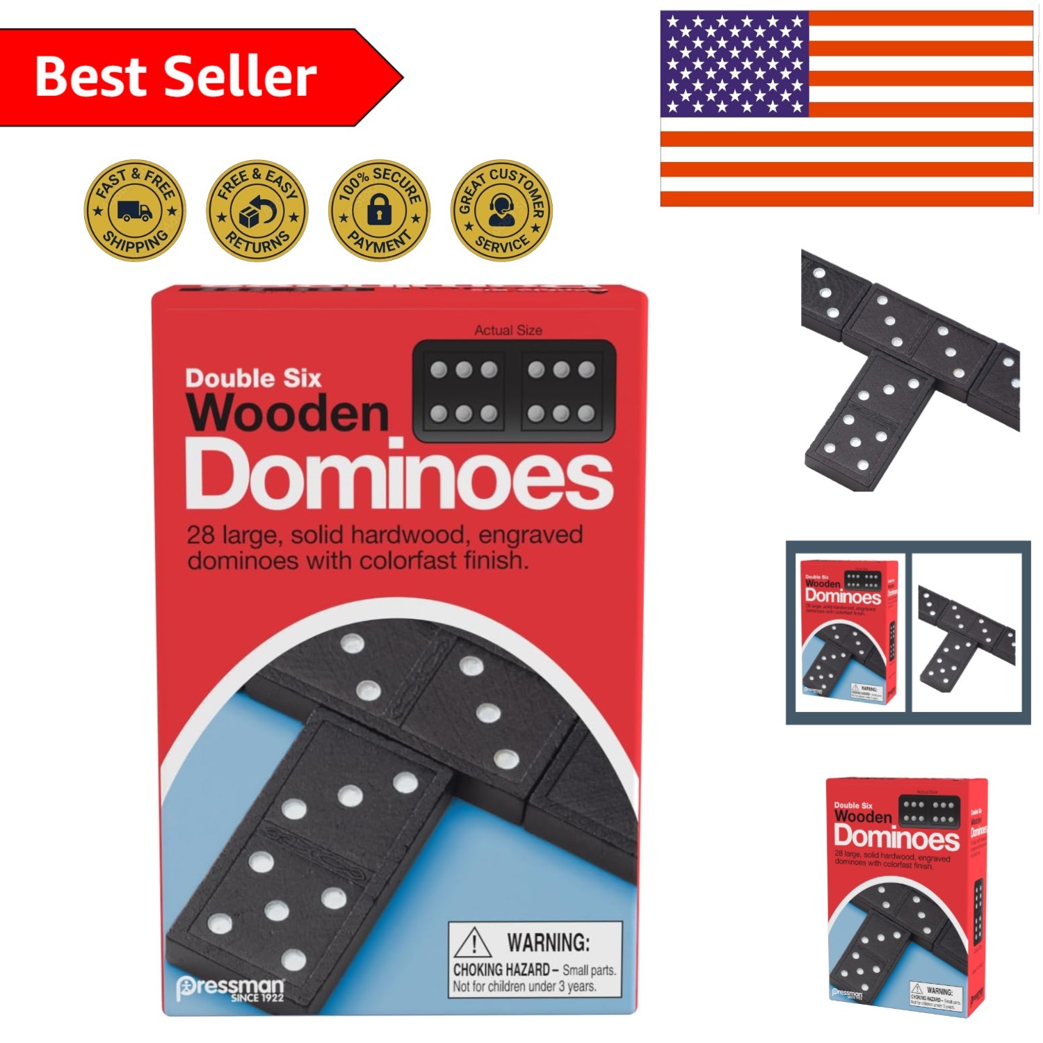 Nostalgic Double Six Wooden Dominoes – 28 Durable Dominoes for All Ages