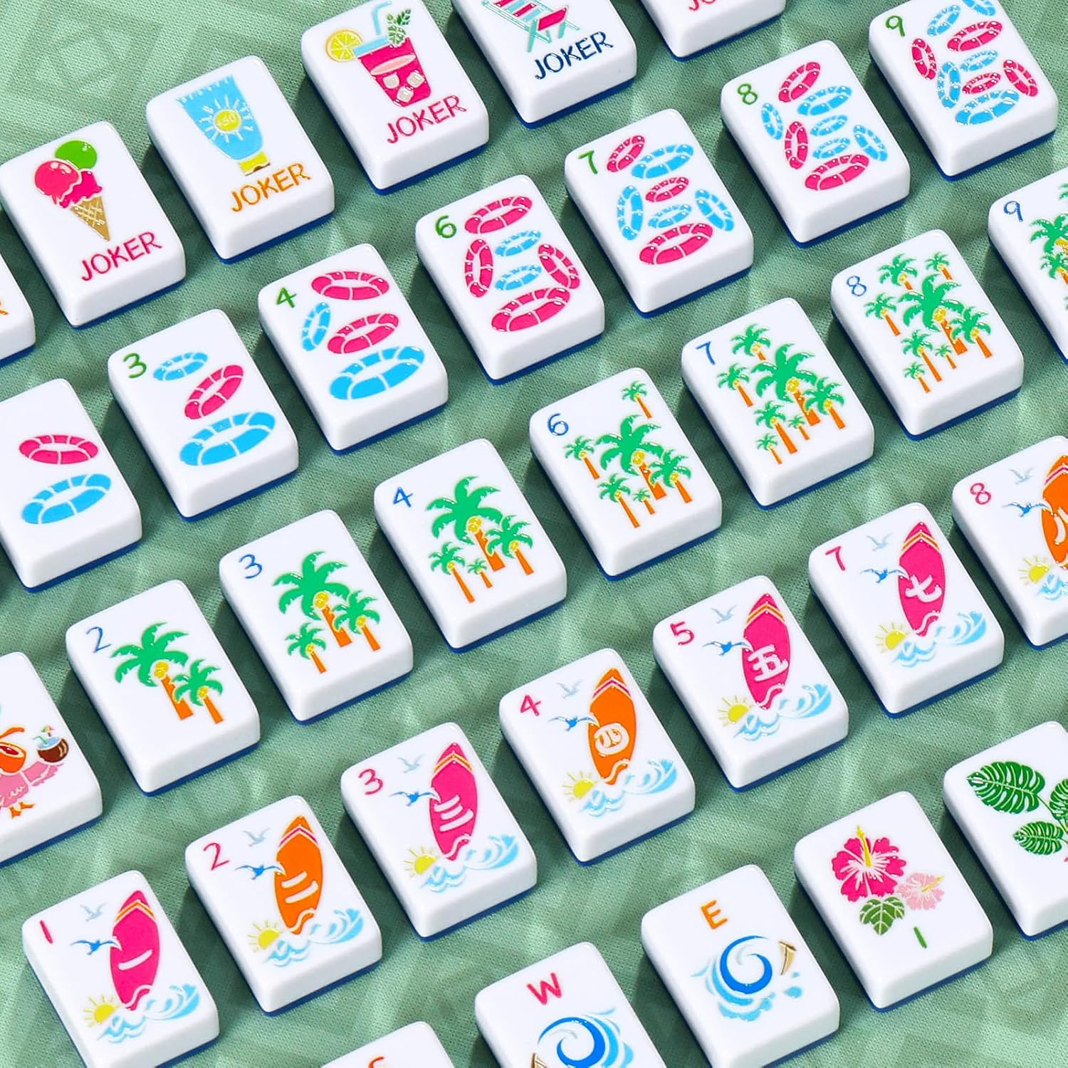 Summer American Mahjong Set: 160 Dark Blue Tiles, 4 Racks, Mahjong Bag and Acces