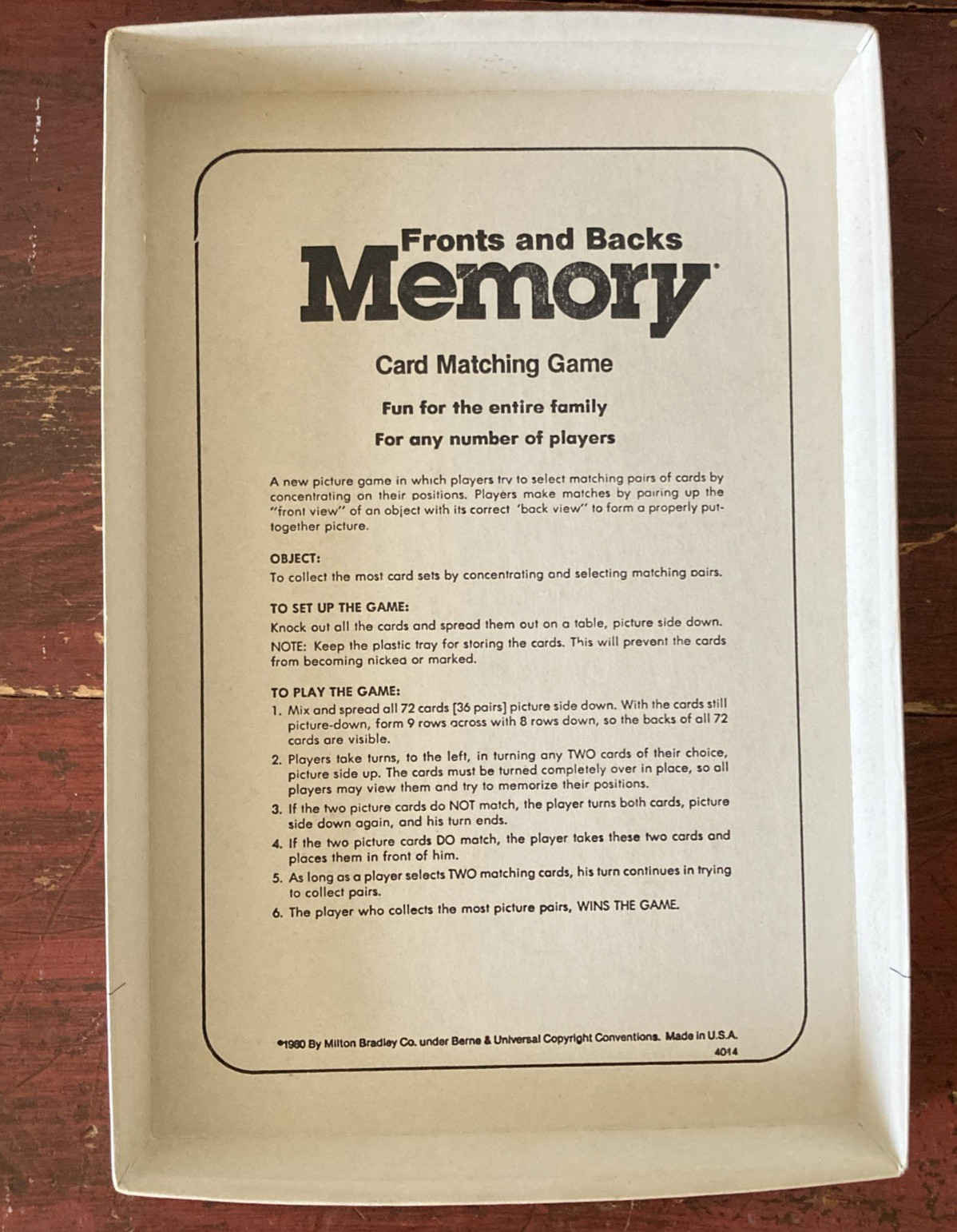 Vintage 1980 Memory Matching Card Game FRONTS And BACKS Complete All 72 Cards