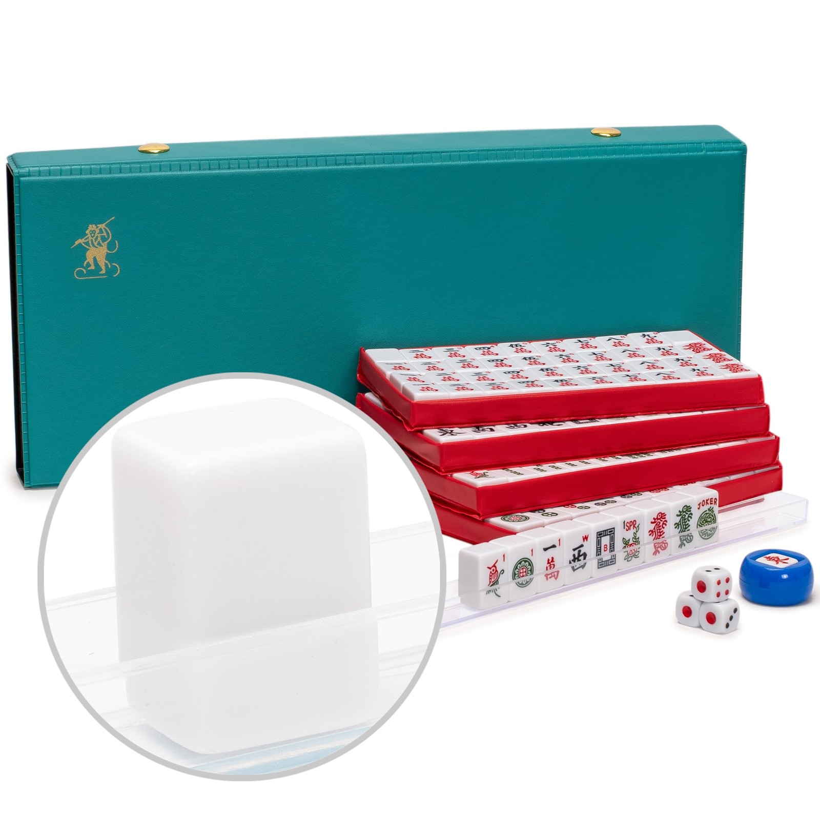 Yellow Mountain Imports Travel Size American Mahjong Set Celadon with Teal Gr…