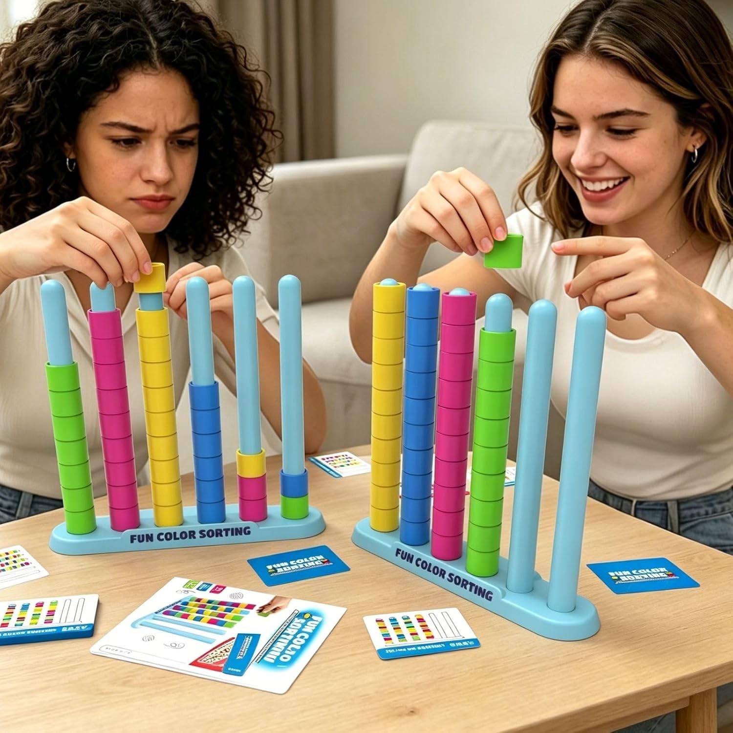 Color Matching Challenge Game, 1-2 Player Color Stacking Puzzle Game, Board Game