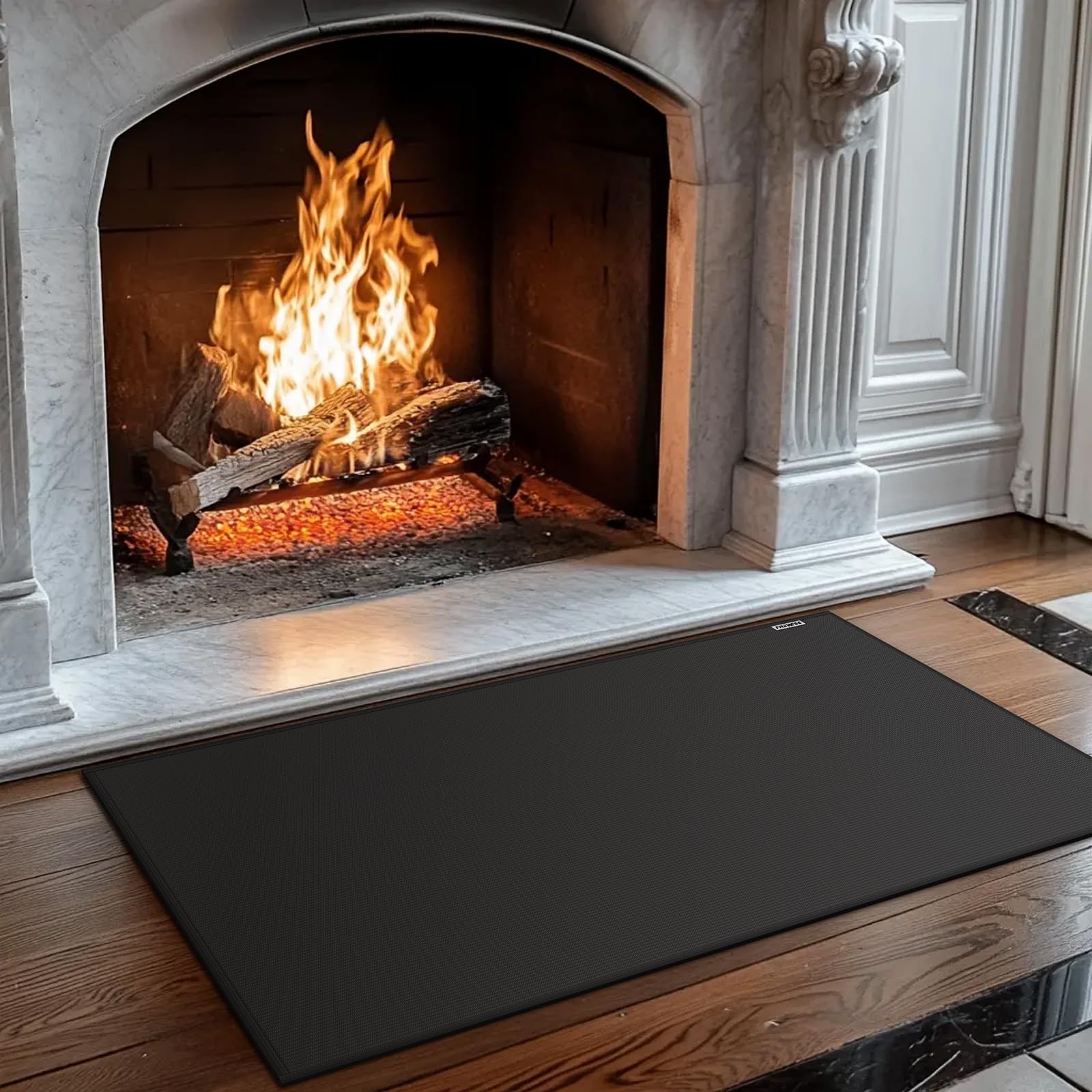 Hearth Rugs for Fireplaces Fire Resistant,48×28 inches 48 x 28 inches, Black