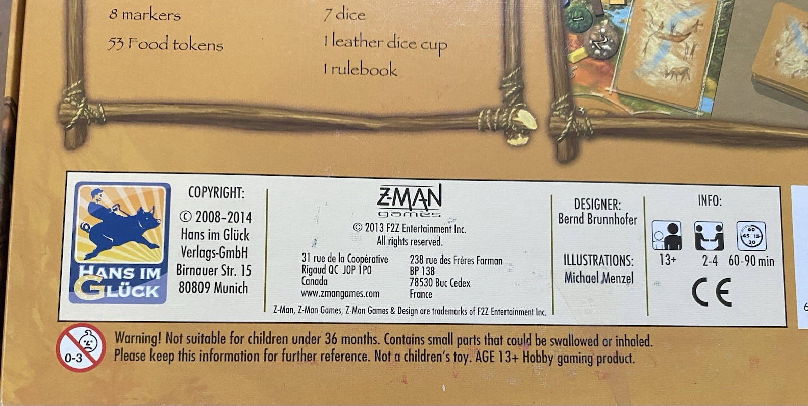Stone Age Z-Man Board Game, Family Game, 2013, 2-4 Players, 13+ 100% COMPLETE