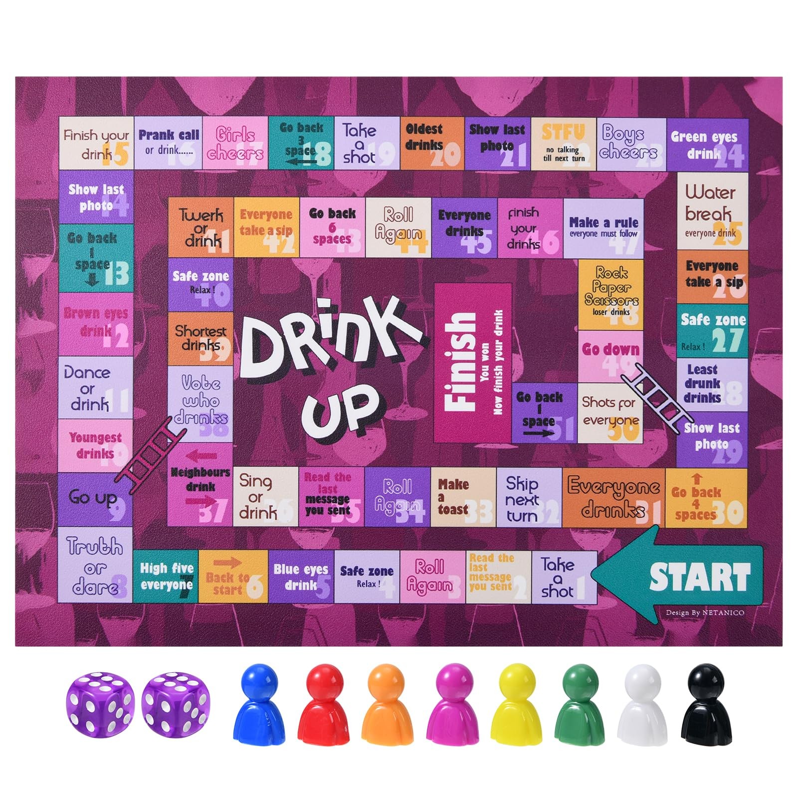 NETANICO Drinking Games,Leather Mat Drinking Board Game for Adults,Interactiv…