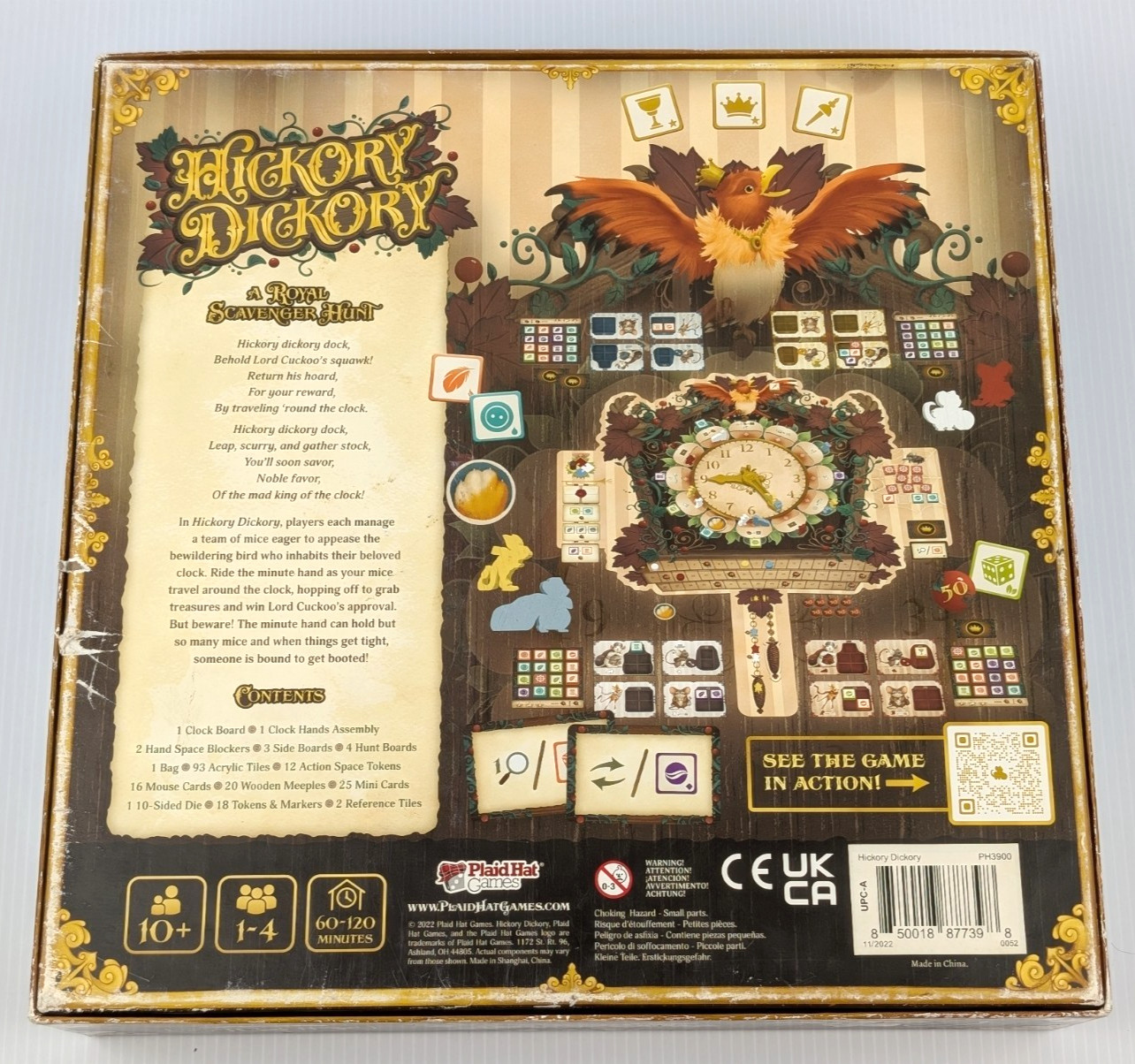 Hickory Dickory Board Game Plaid Hat Games 2022 100% COMPLETE