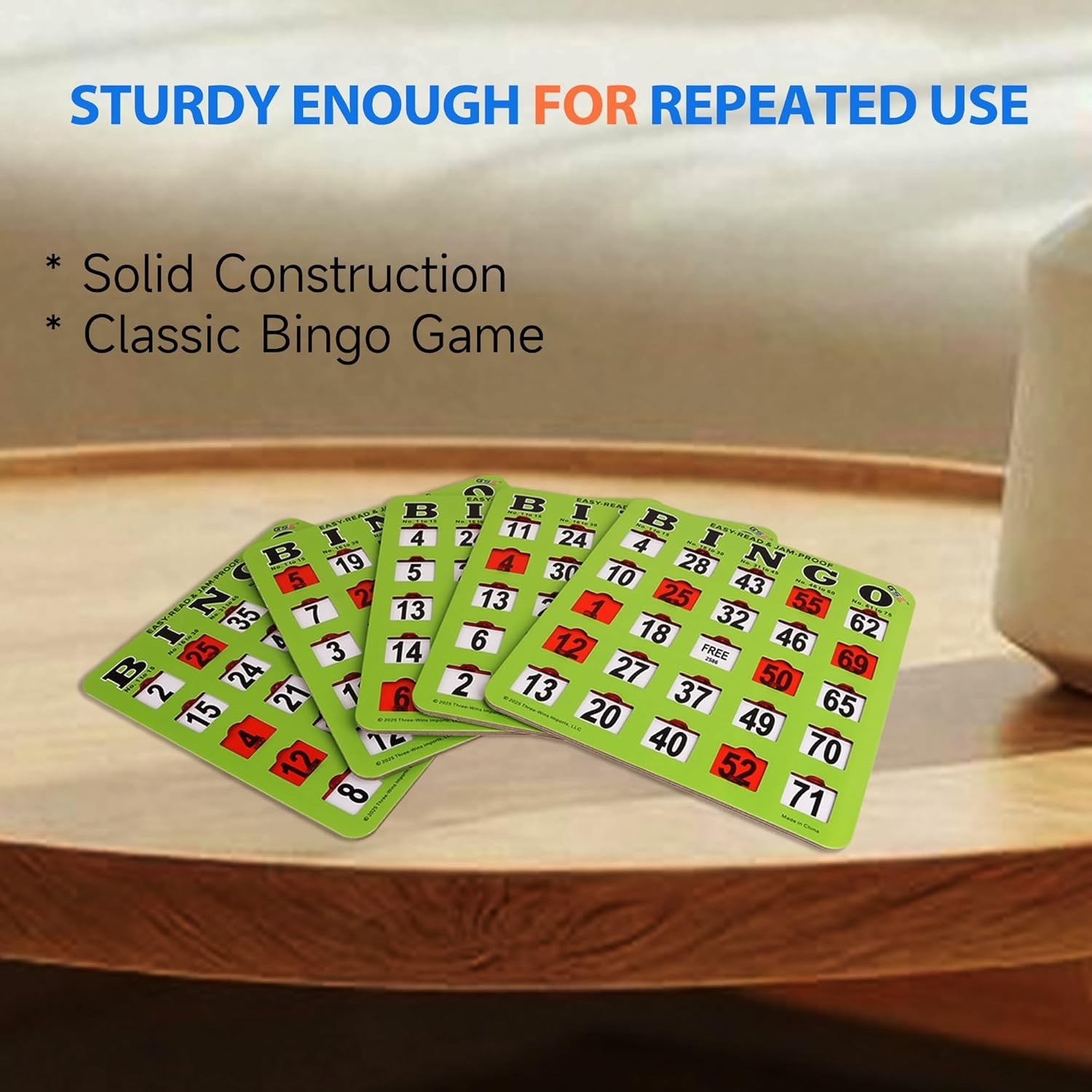 GSE 10-Pack Jumbo Reusable Shutter Slide Bingo Cards w/Large Easy-Read Numbers