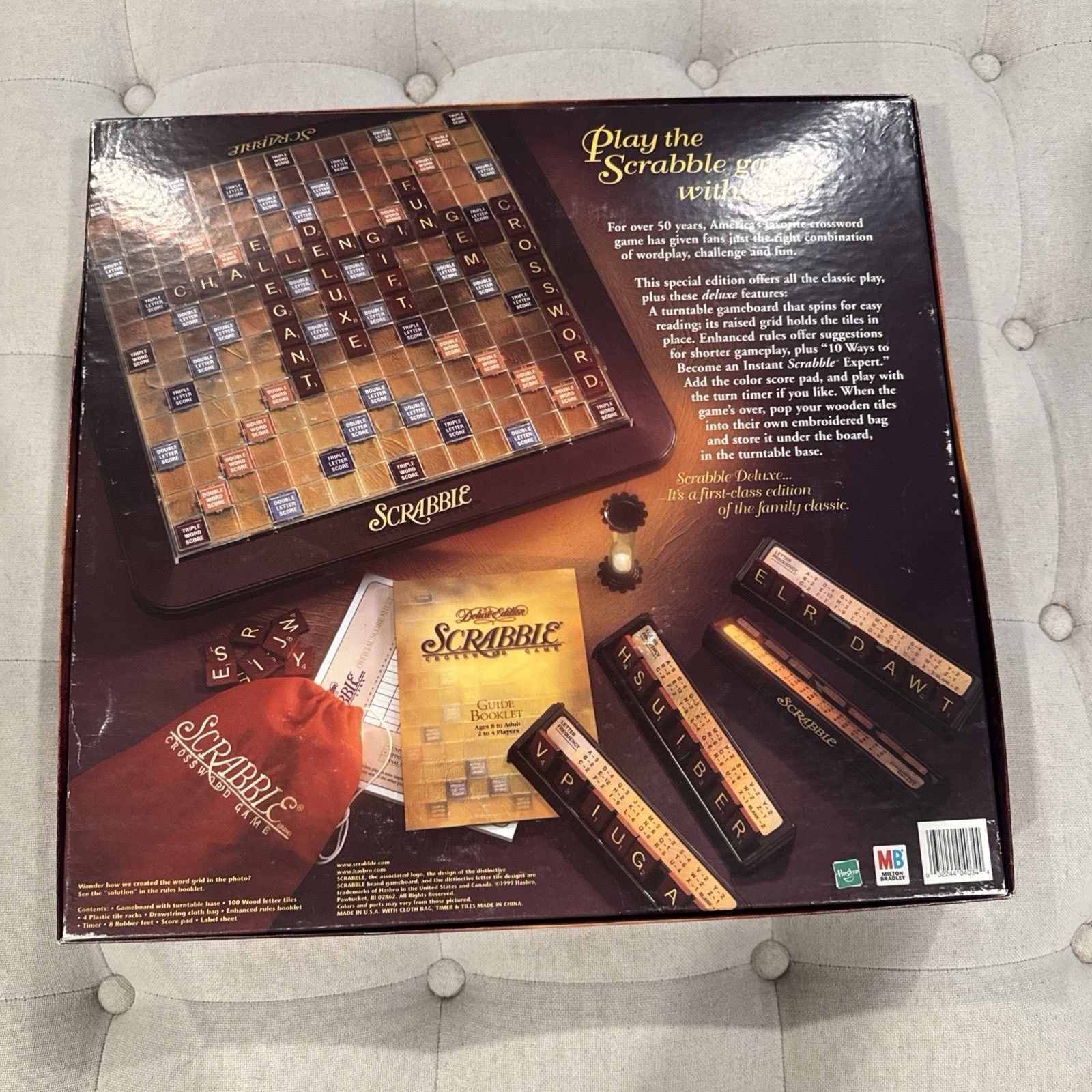 Milton Bradley Scrabble Deluxe Edition 4034 Rotating Board Game Complete