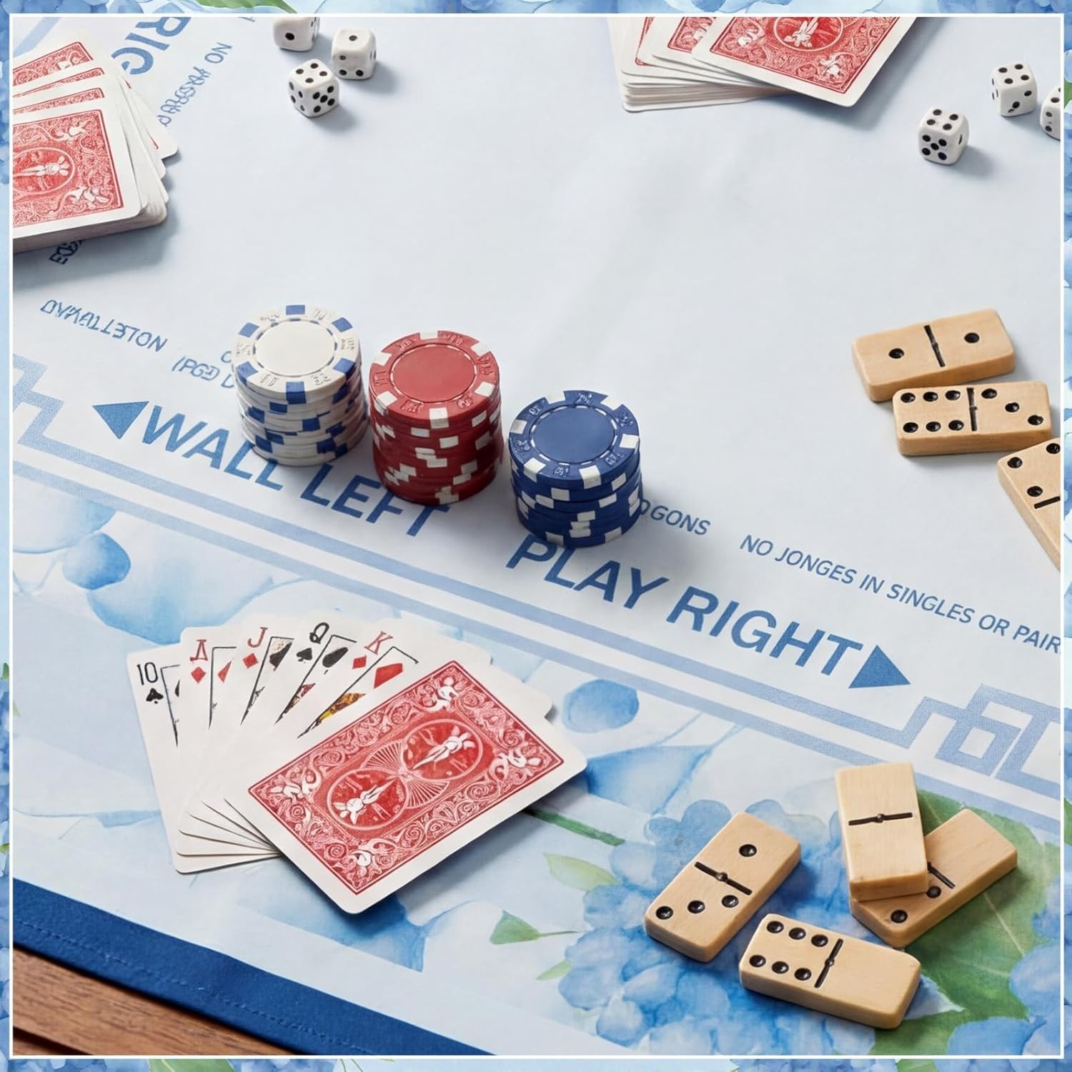 Flower Mahjong Mat 31.5″ x 31.5″ Non-Slip Noise Reduction Gaming Table Mat