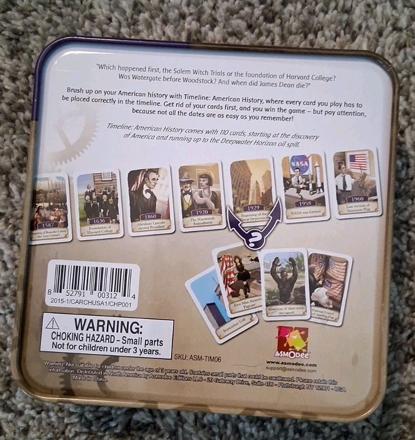Timeline American History Card Game Asmodee Complete With Instructions
