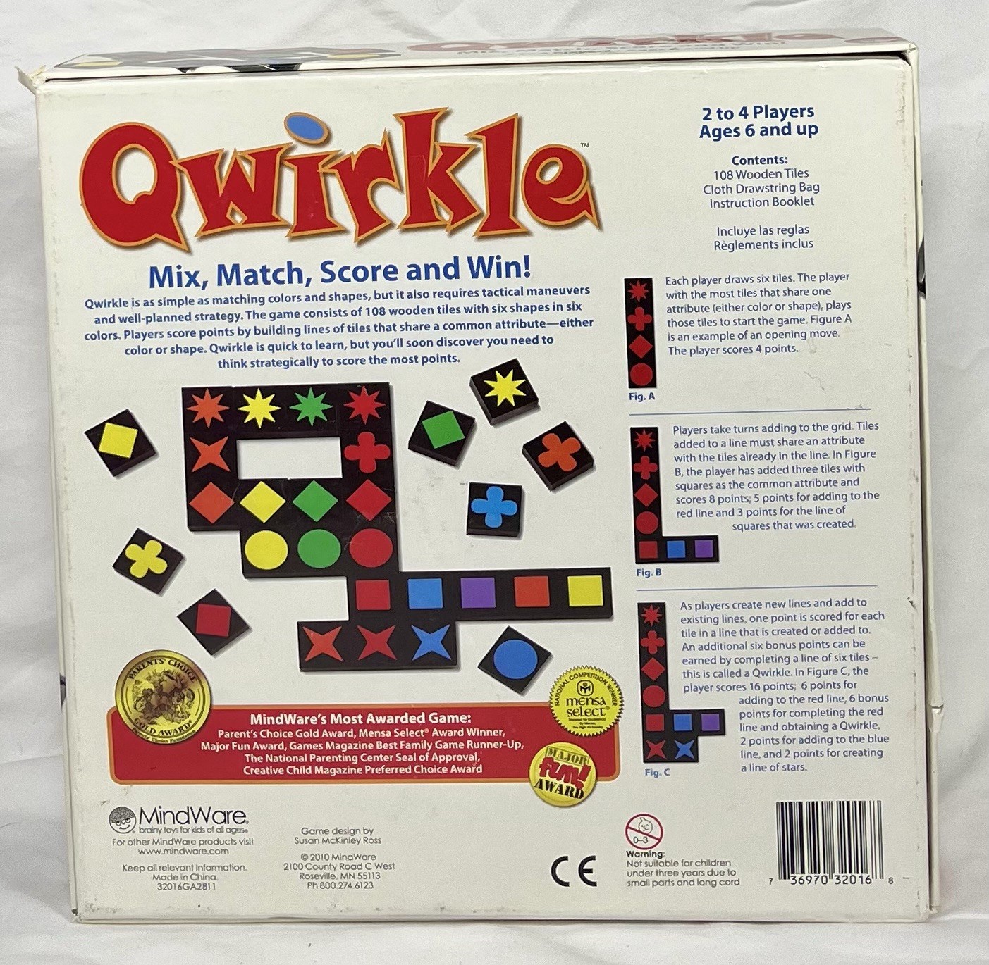 MindWare Qwirkle Game 2010 Edition Wooden Tiles Parent’s Choice Award Complete