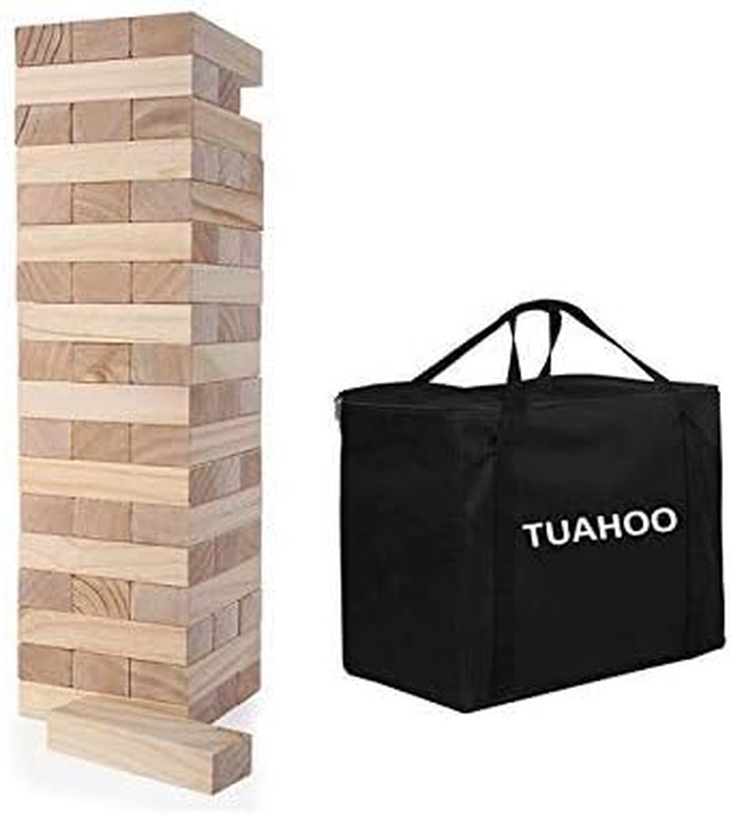 Outdoor Game Giant Tumble Tower (Stacks to 4+ Feet), Jumbo Tumbling Timber, 54Pc