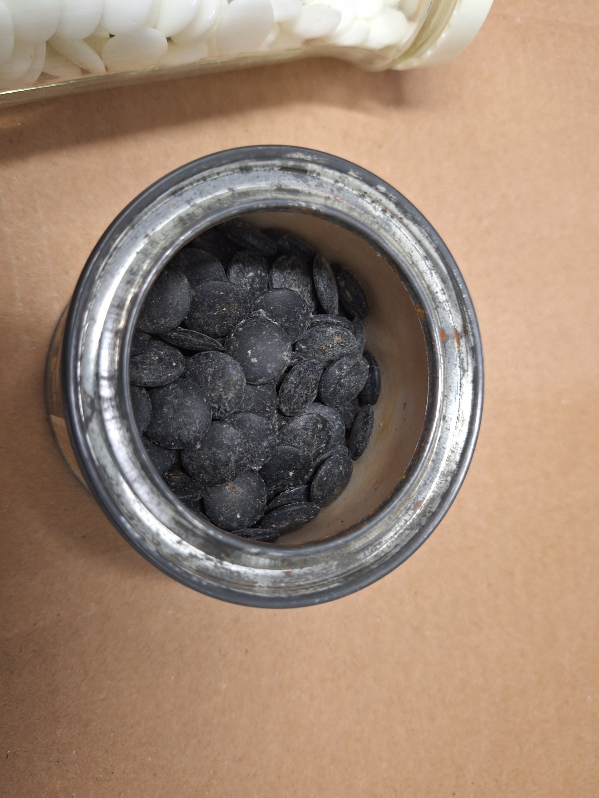 Vintage GO Stones: containers of black & white stones not in original containers