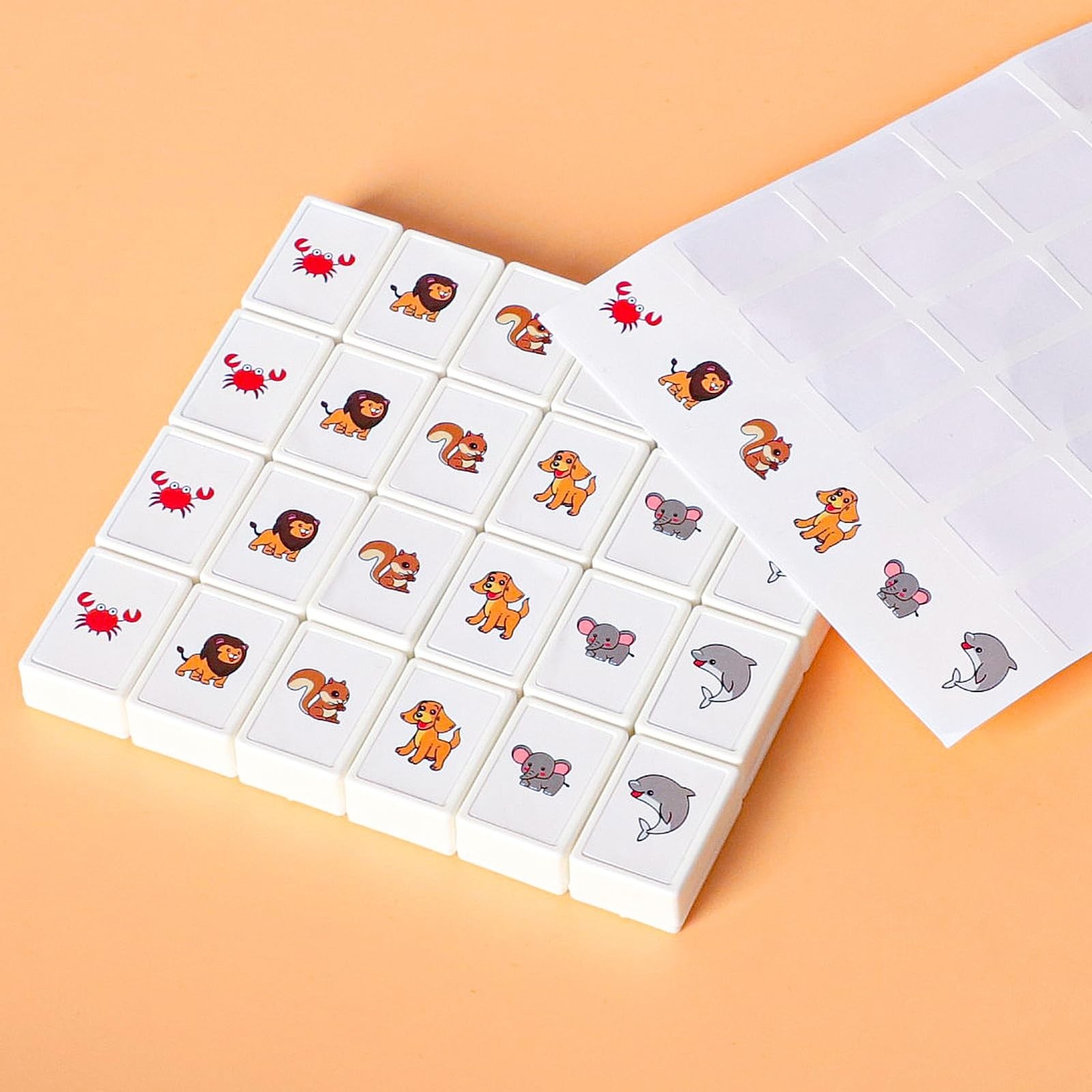 GRACIAS Mahjong Block Set, 50 Plastic Tiles (1.18”) with DIY Stickers, Por