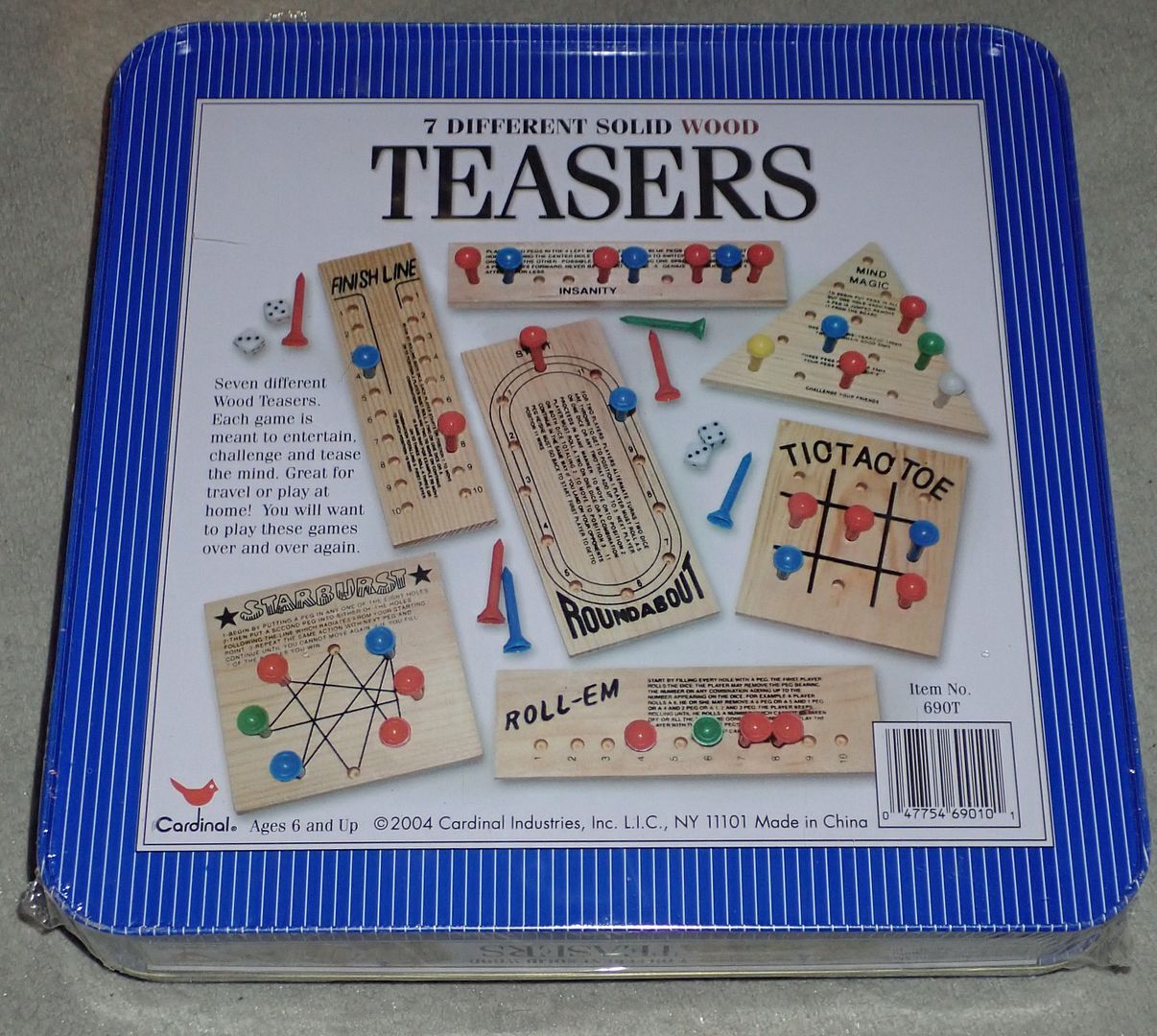 New 7 Different Solid Wood Teaser Teasers Mind Puzzles Cardinal 2004 Sealed