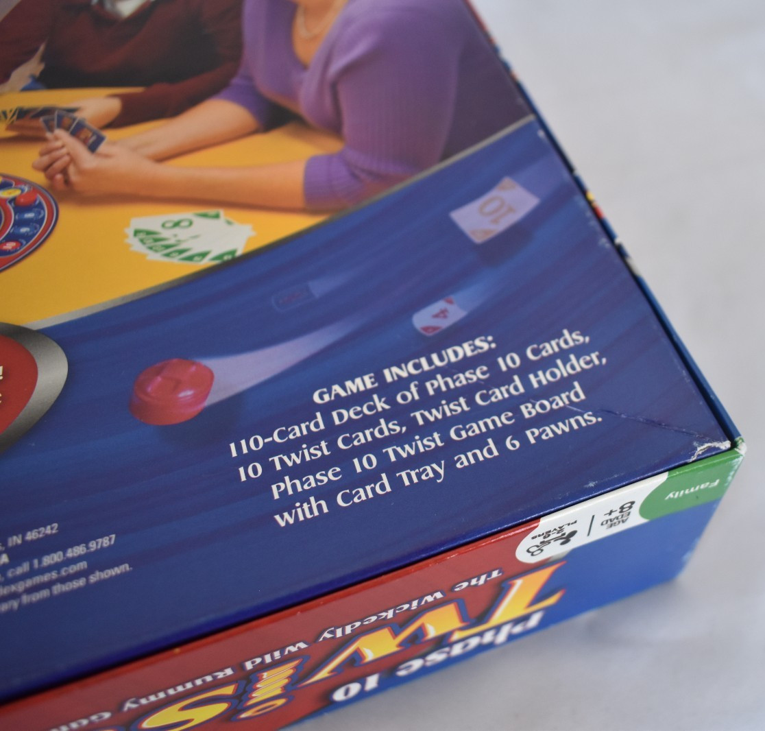 Phase 10 Twist Board Game Open Box SEALED PARTS Fundex 2008 Wickedly Wild Rummy