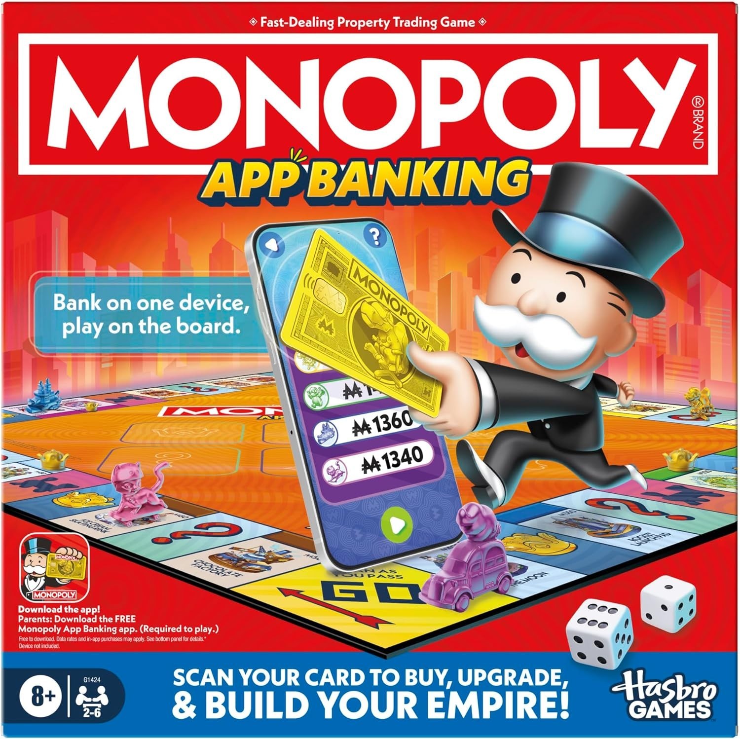 Monopoly App Banking Board Game | App-Enabled Game | Ages 8+ | 2 to 6 Players |