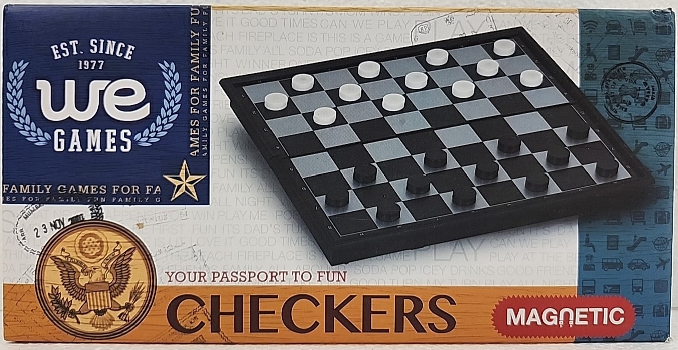 WE Games Foldable Travel Magnetic Checkers Set