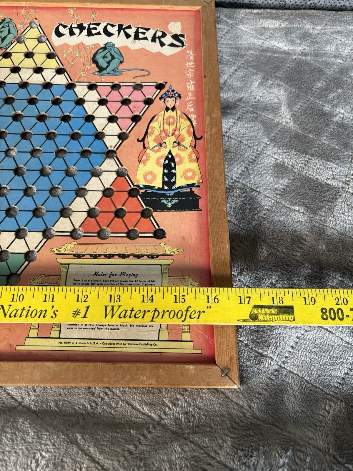 Vintage Whitman #5334 Chinese Checkers Game Board – 1944 – Wood Frame Lithograph
