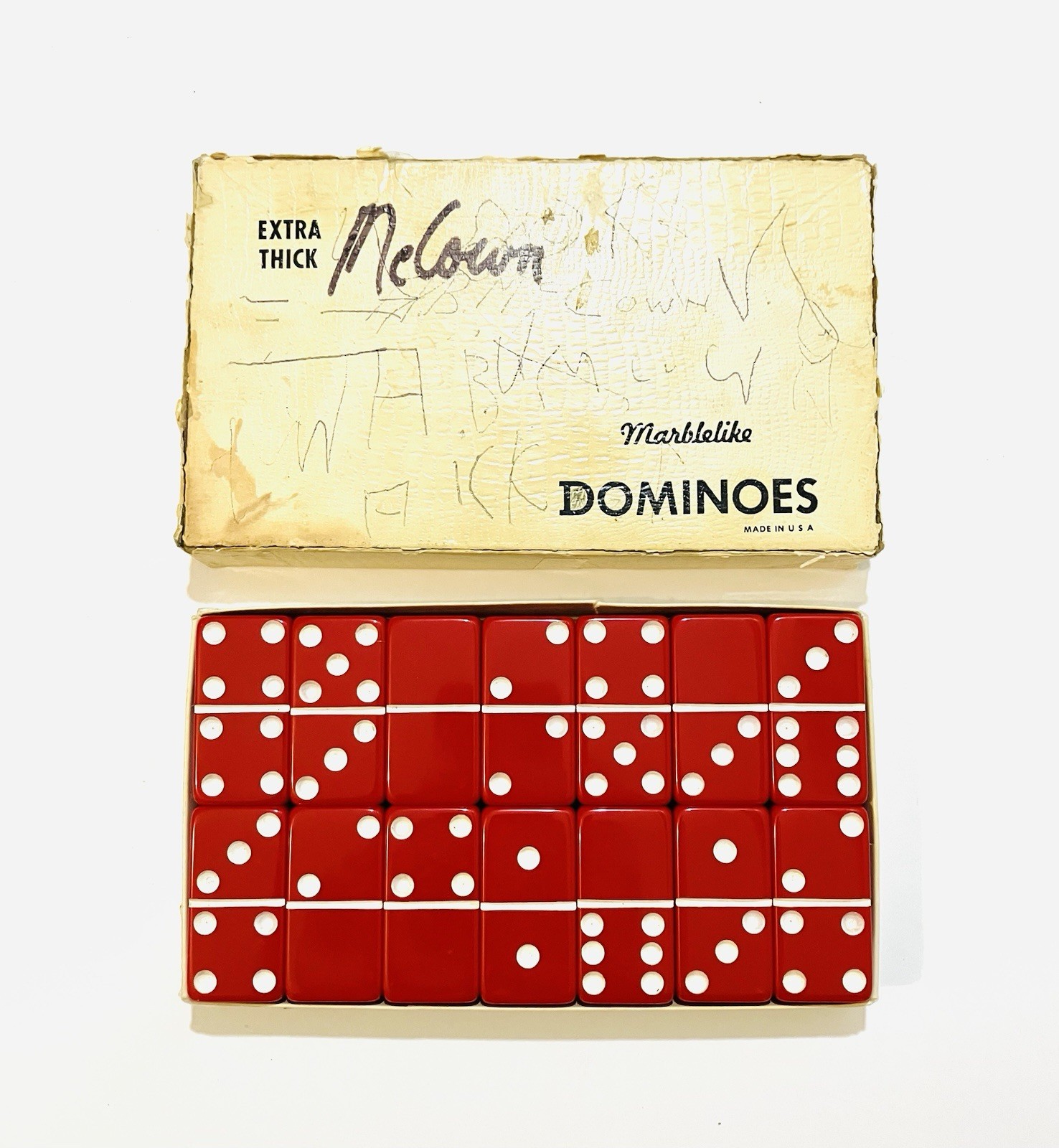 Vintage Puremco Marblelike Dominoes No. 716 Extra Thick Red