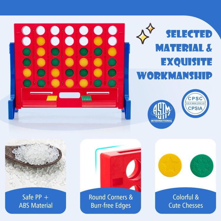 Giant Connect 4 Jumbo Game Play Set Family Outdoor w/Carrying Bag & Storage Tray