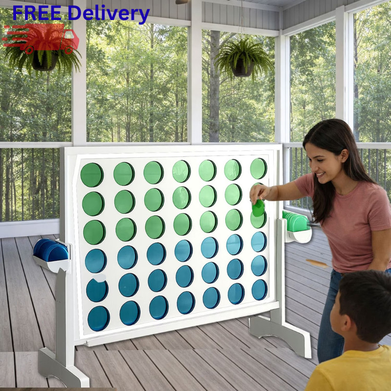 Giant Wooden Four in a Row Connect Challenge Game Indoor Outdoor Backyard Family