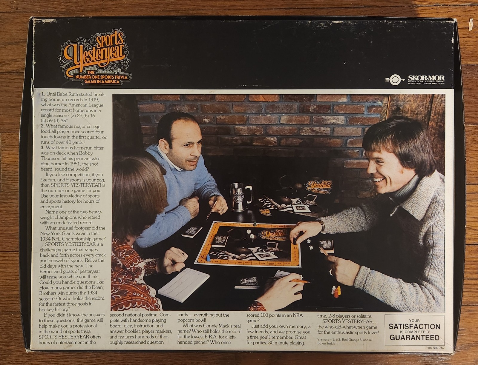 “Sports Yesteryear” SKOR-MOR Trivia Game 1977
