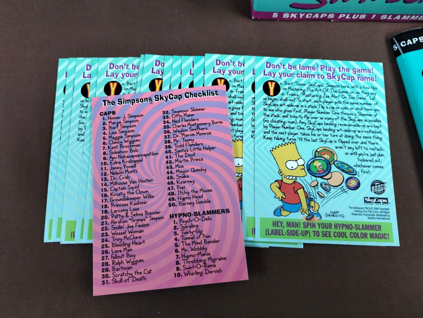 The SIMPSONS Pogs Skybox 1994 UNUSED w/ EMPTY BOX
