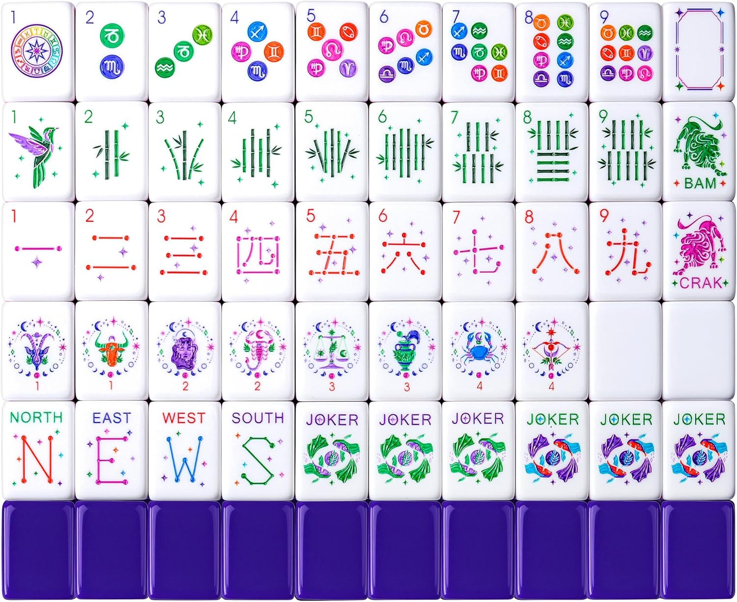 American Mahjong Tile Set – 160 Acrylic Tiles with 4 All-In-One Mahjong Tile Rac