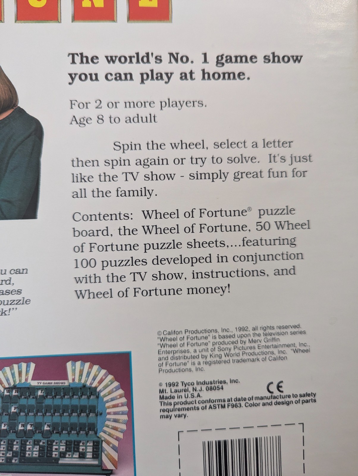 WHEEL OF FORTUNE Board Game Tyco Games 100% COMPLETE 1992