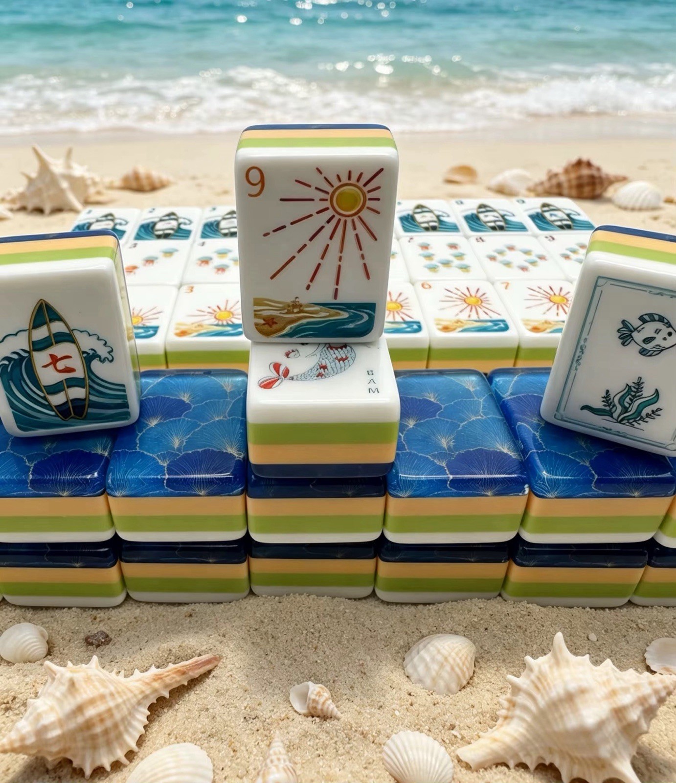 American mahjong 160 Tiles Engraved Ocean Theme