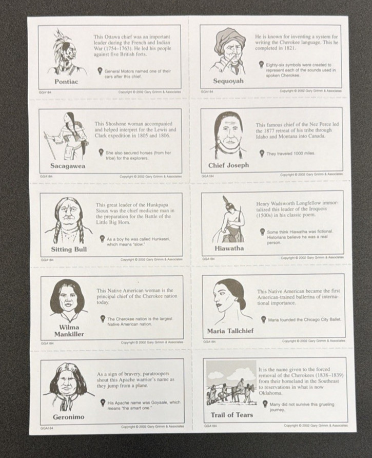 Vintage 2002 JINGO Native Americans Bingo Trivia Educational Game-Gary Grimm