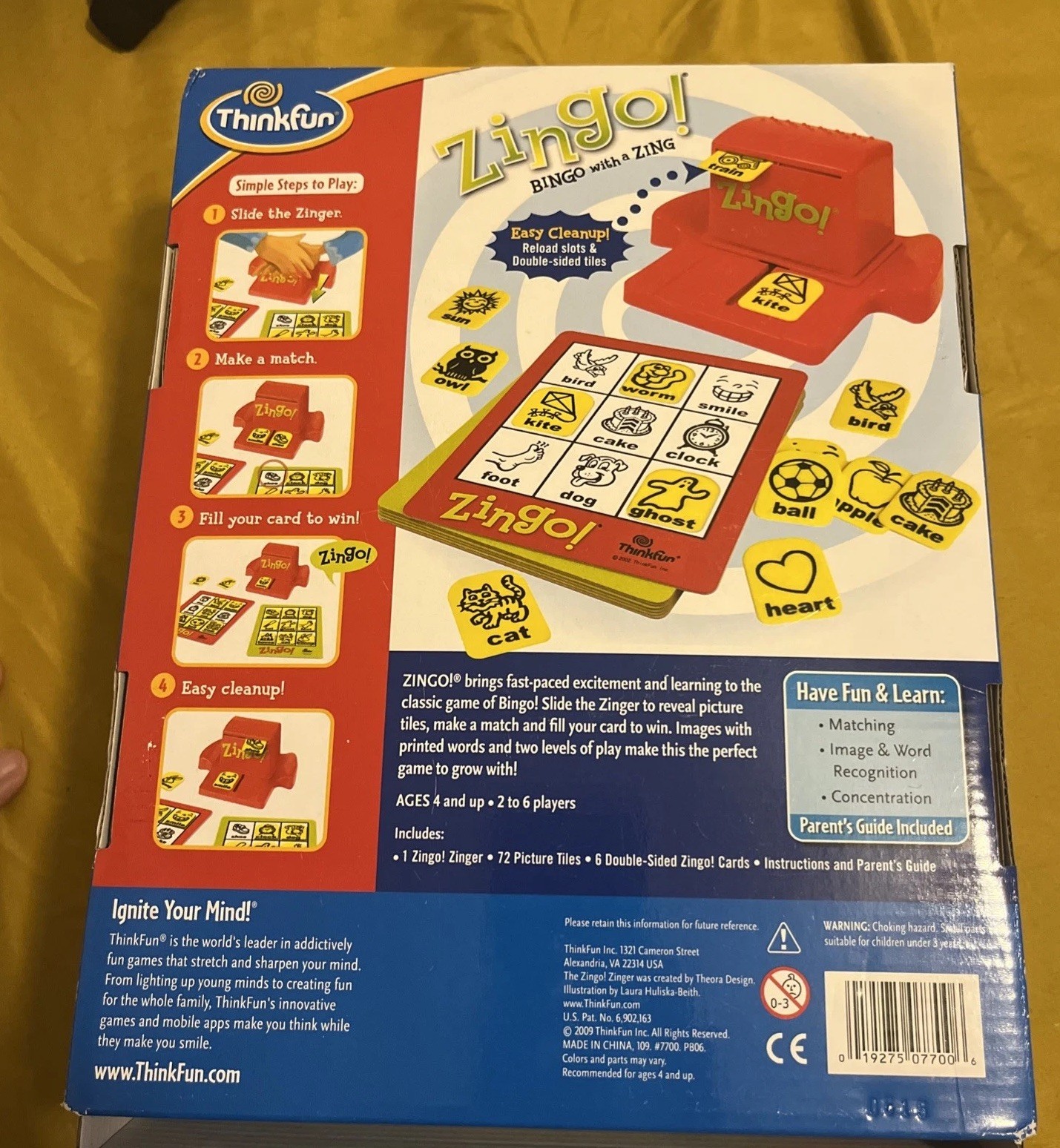 ThinkFun Zingo! Bingo with a Zing Family Board Game 2-6 Players For Kids Age 4+