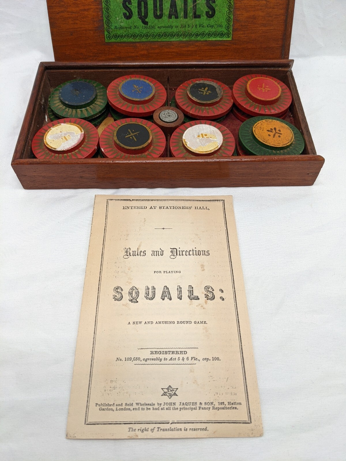 1864 Squails Board Game House Of Marbles John Jaques Of London