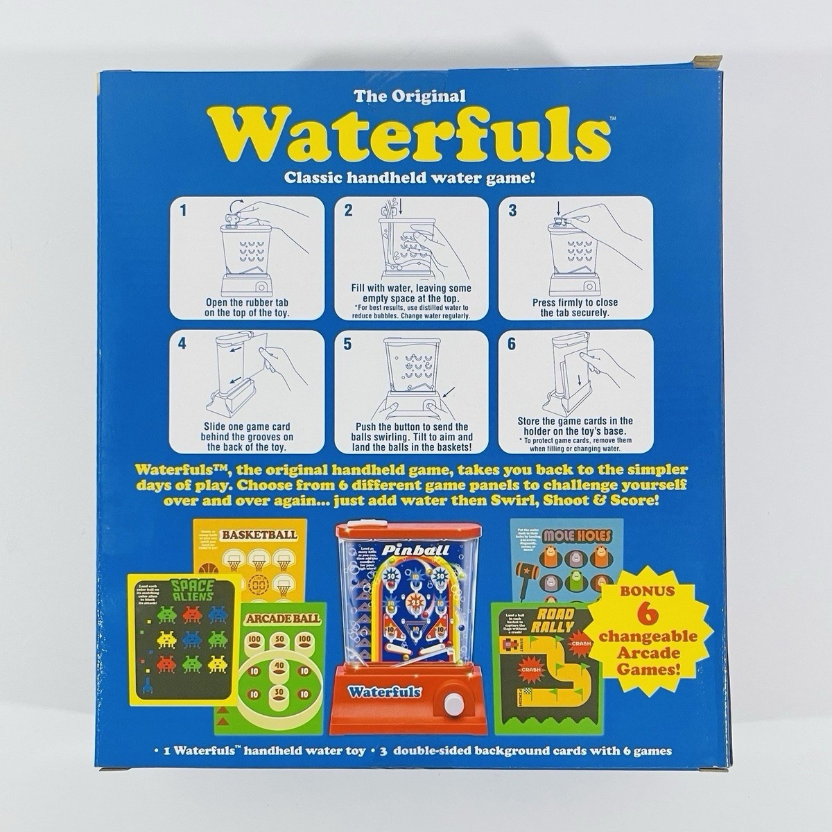 Original Waterfuls Classic Handheld Water Game – 6 Interchangeable Back Panels
