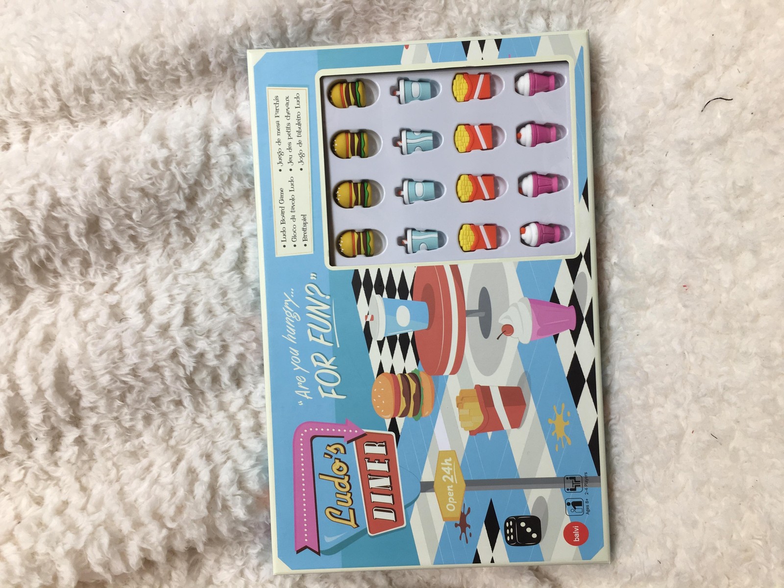 Ludo’s Diner Board Game Retro Food Theme Burgers Fries Shakes Complete Set New